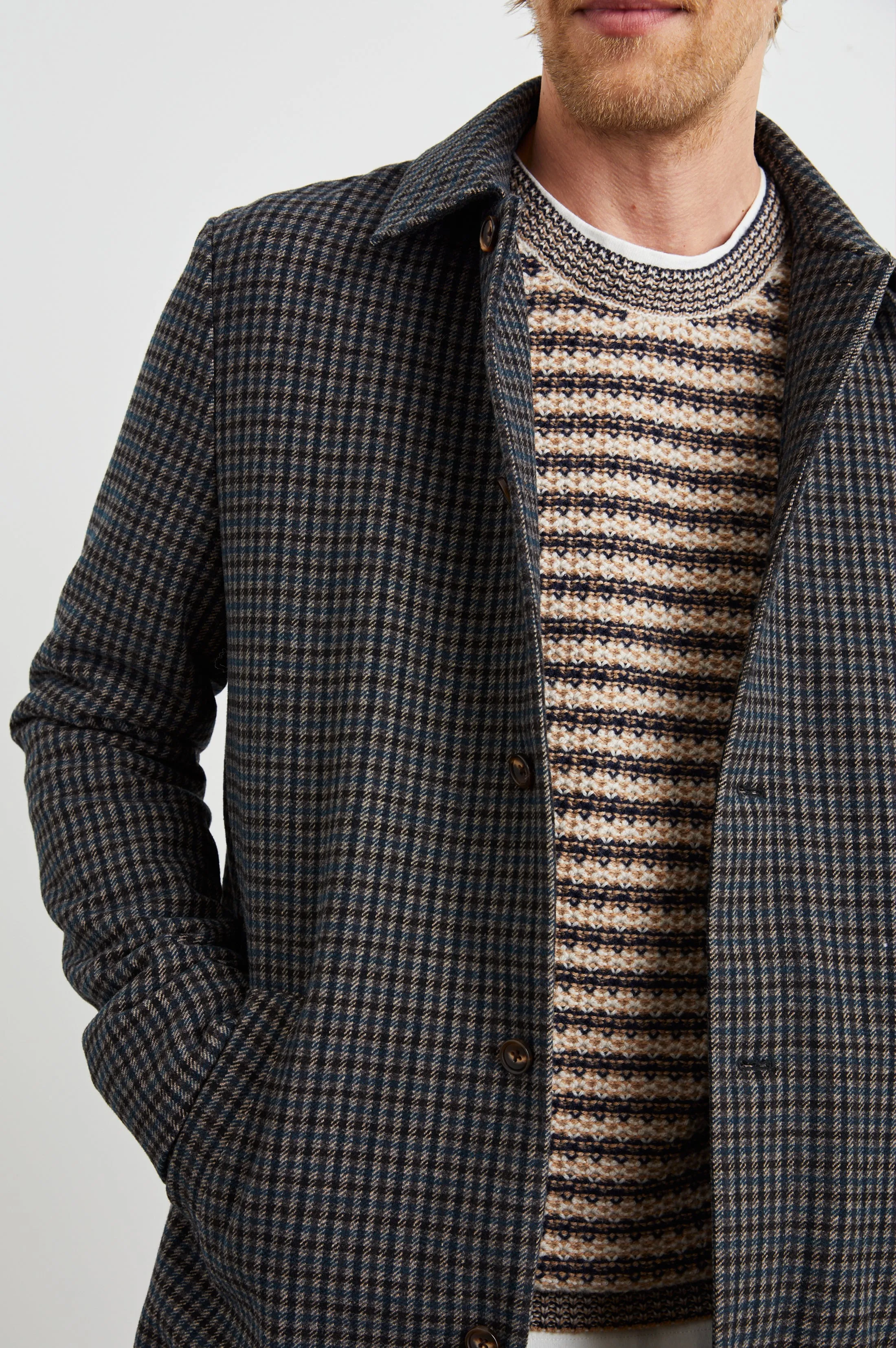 HOCKNEY OVERCOAT - GREY CHECK PLAID Rails