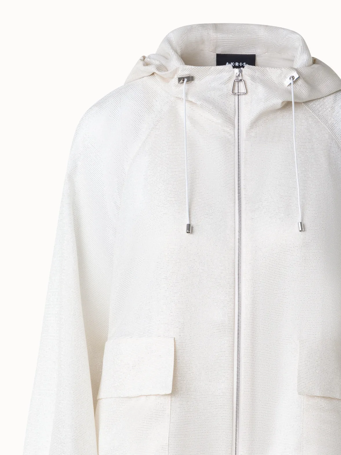 Hooded Silk Blouson with Lurex Stripes Akris