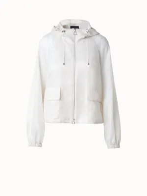 Hooded Silk Blouson with Lurex Stripes Akris