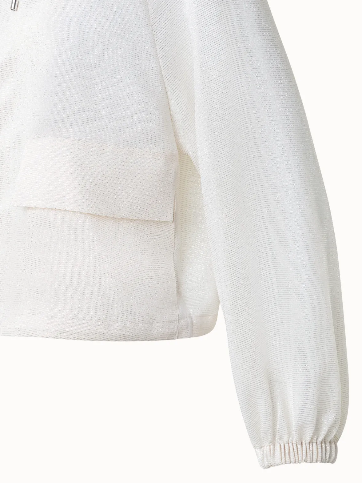 Hooded Silk Blouson with Lurex Stripes Akris