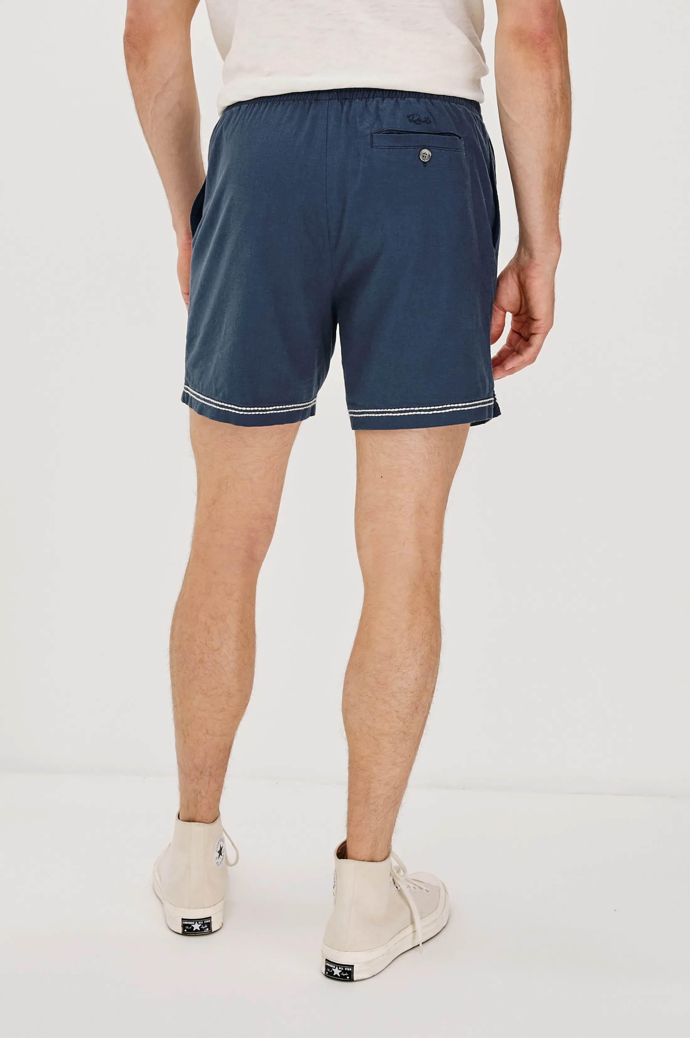 HUDSON SHORT - NAVY WHITE PALM Rails
