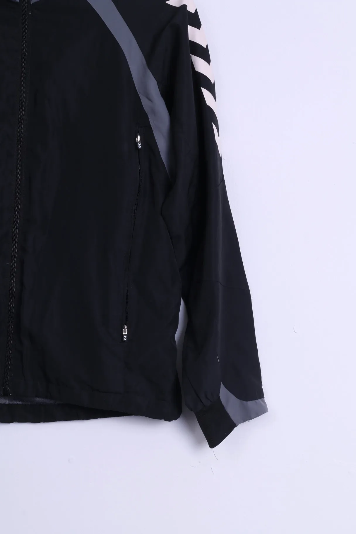 Hummel Mens S Track Top Jacket Black Zip Up Lightweight Training Sport  Top