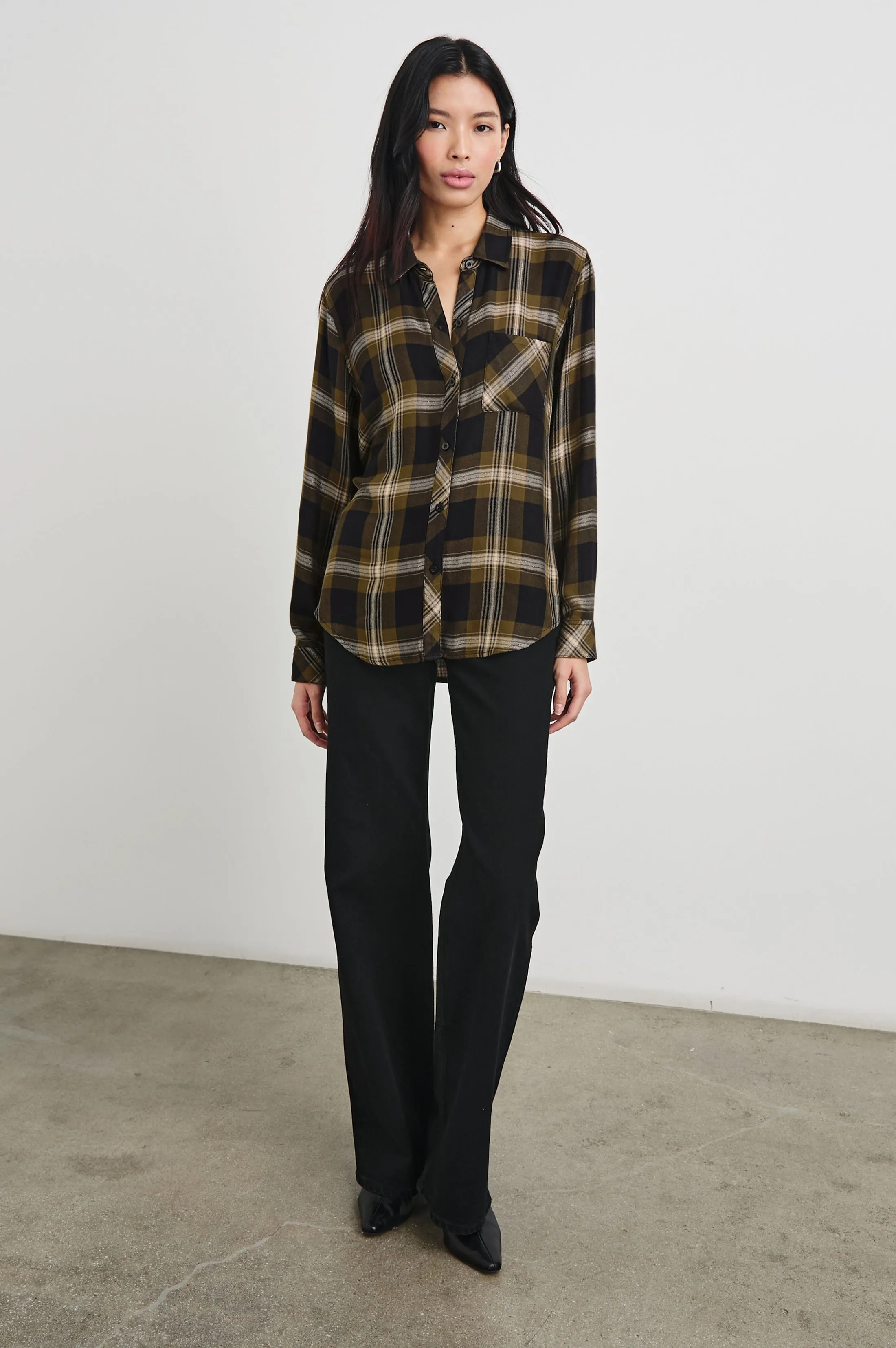 HUNTER SHIRT - BLACK CARMEL LUREX Rails