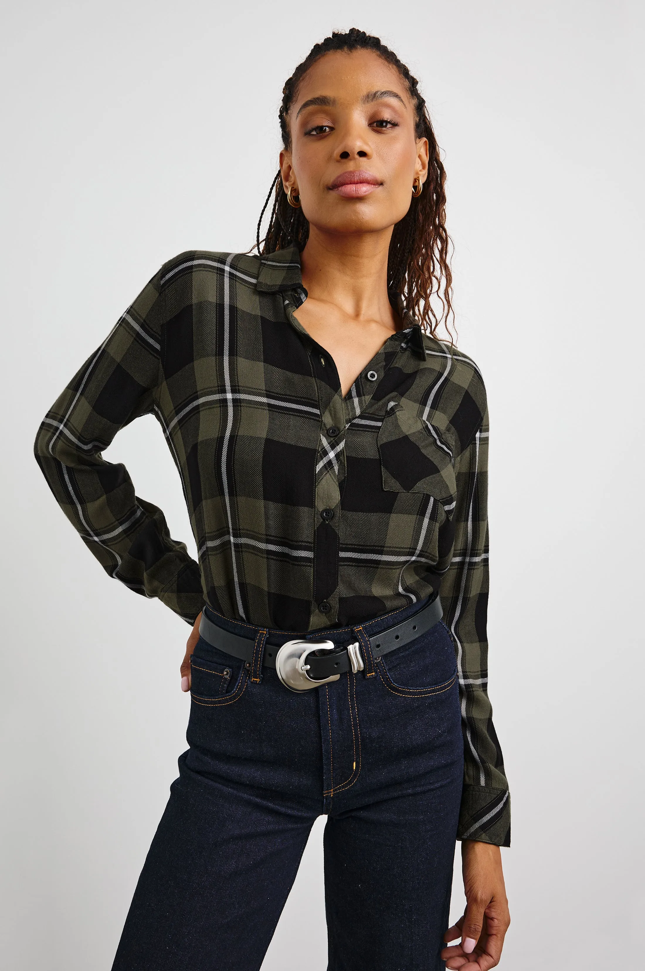 HUNTER SHIRT - BLACK OLIVE IVORY Rails