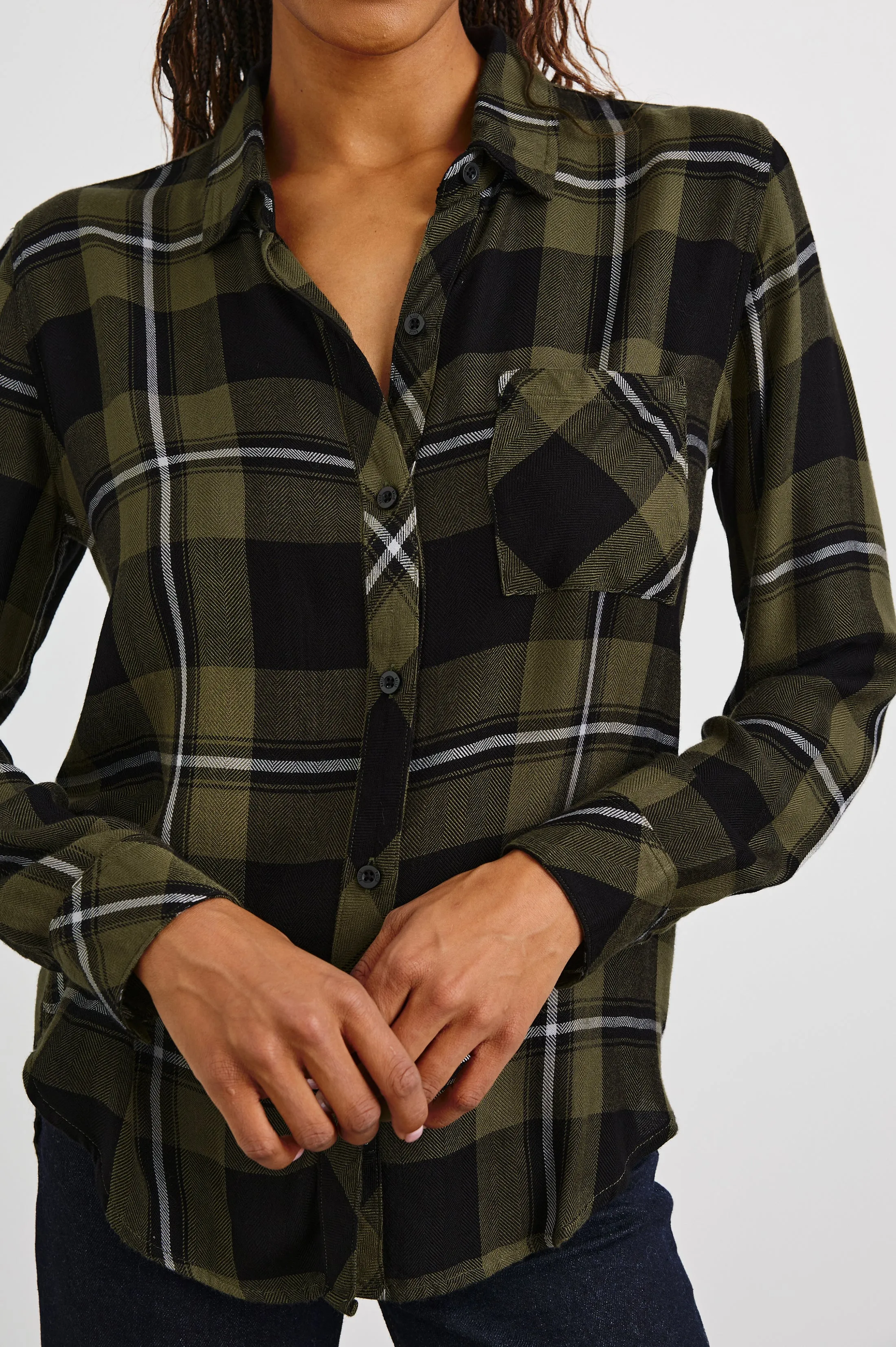 HUNTER SHIRT - BLACK OLIVE IVORY Rails