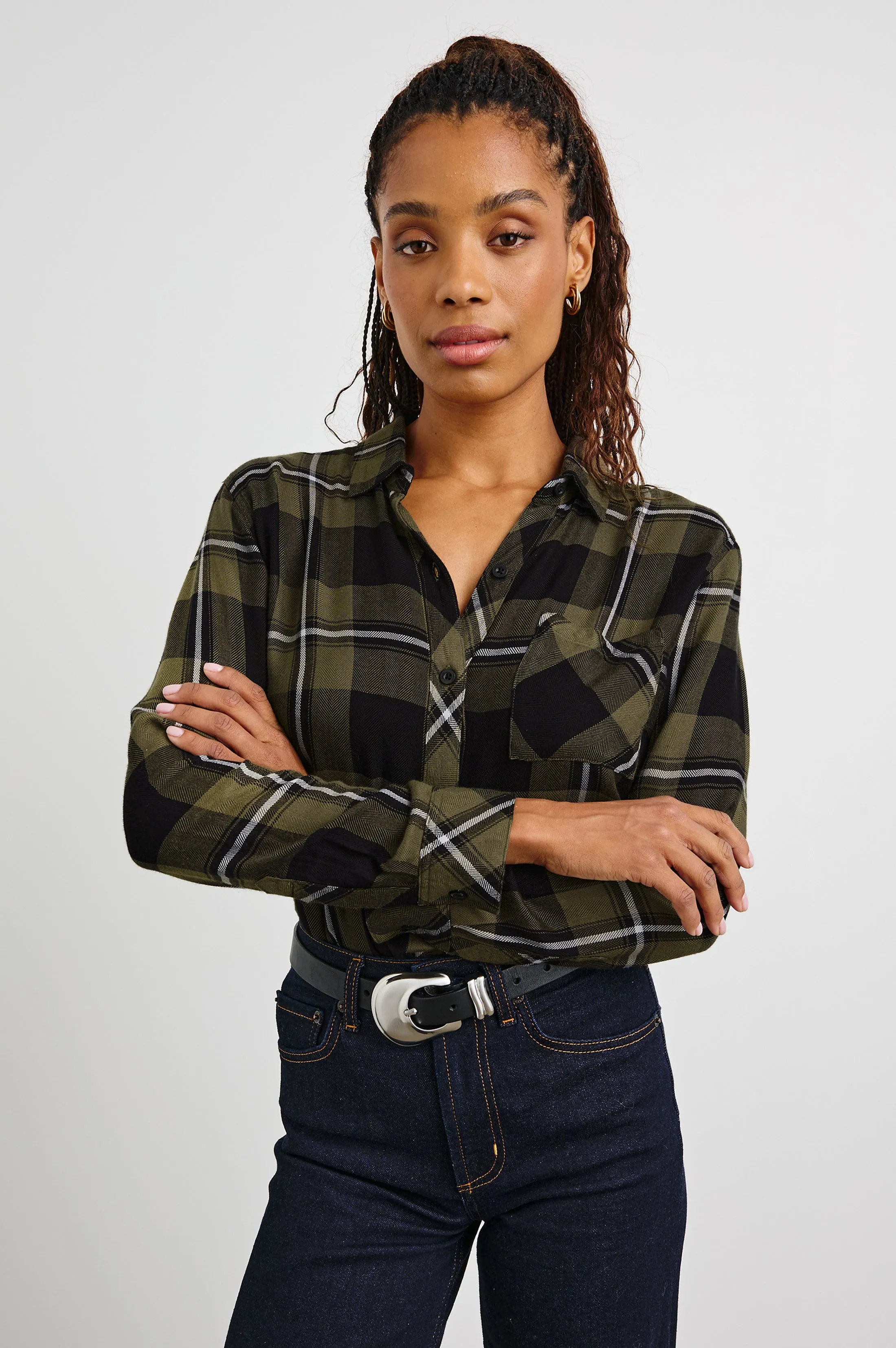 HUNTER SHIRT - BLACK OLIVE IVORY Rails
