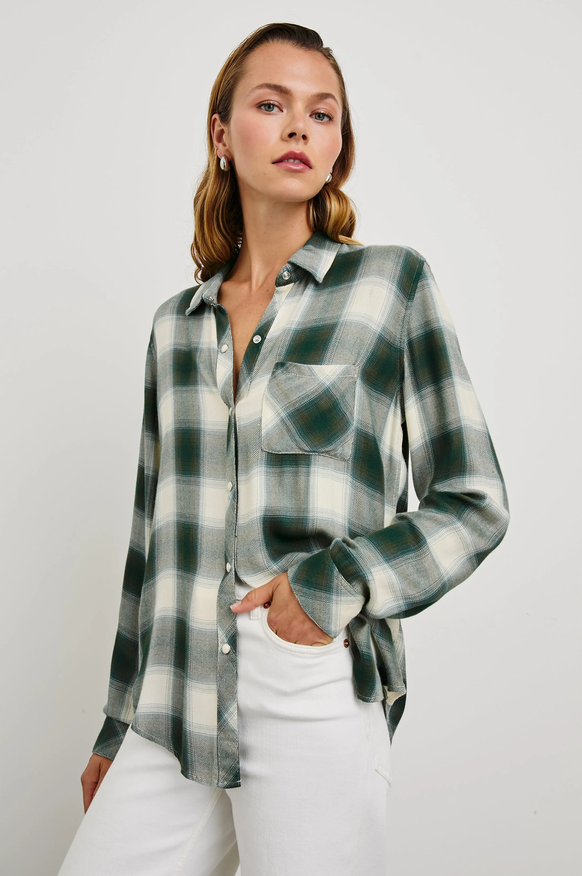 HUNTER SHIRT - IVORY OLIVE TEAL Rails
