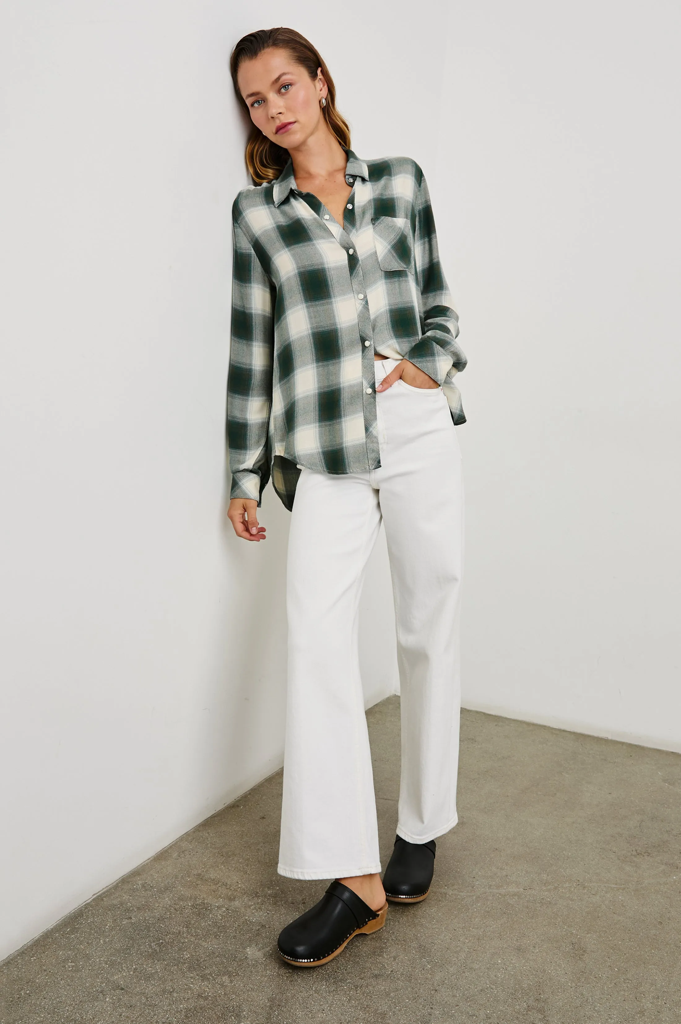 HUNTER SHIRT - IVORY OLIVE TEAL Rails