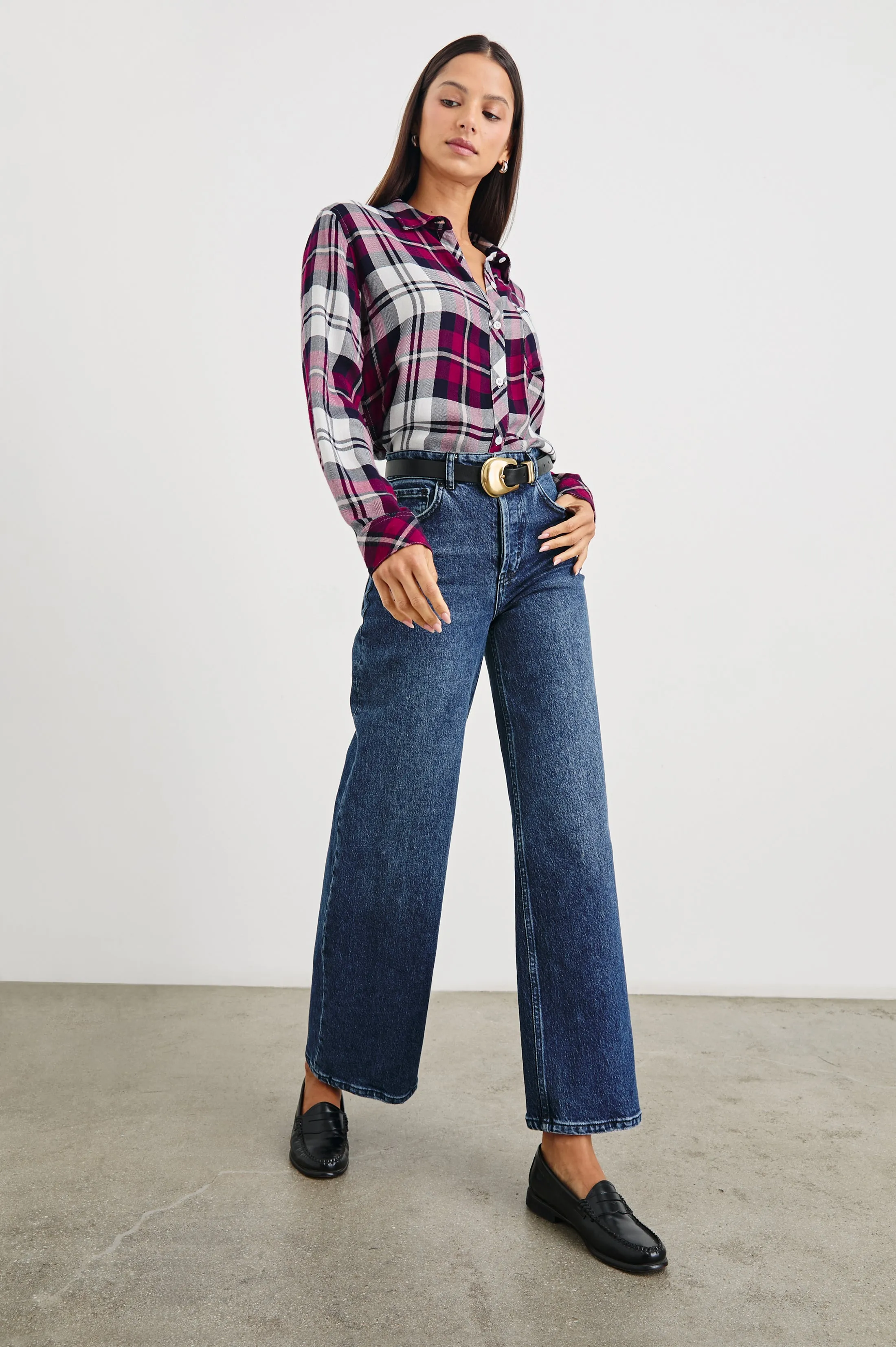 HUNTER SHIRT - LYCHEE NAVY WHITE Rails