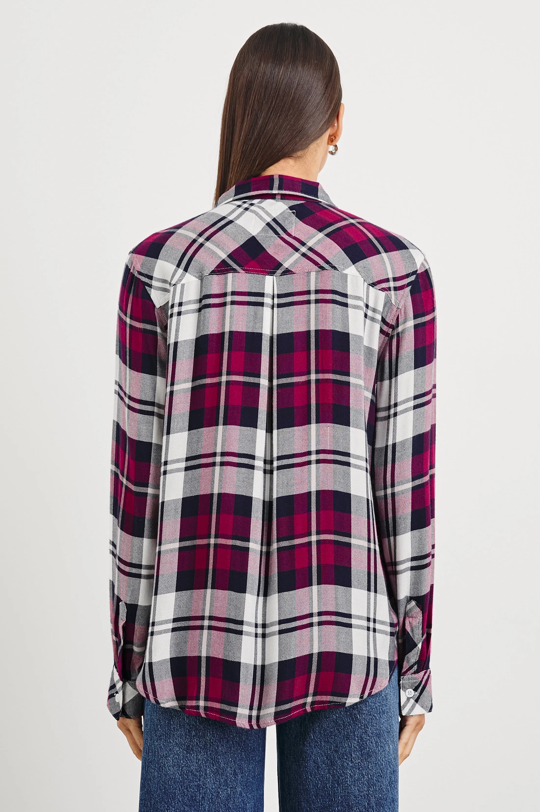 HUNTER SHIRT - LYCHEE NAVY WHITE Rails