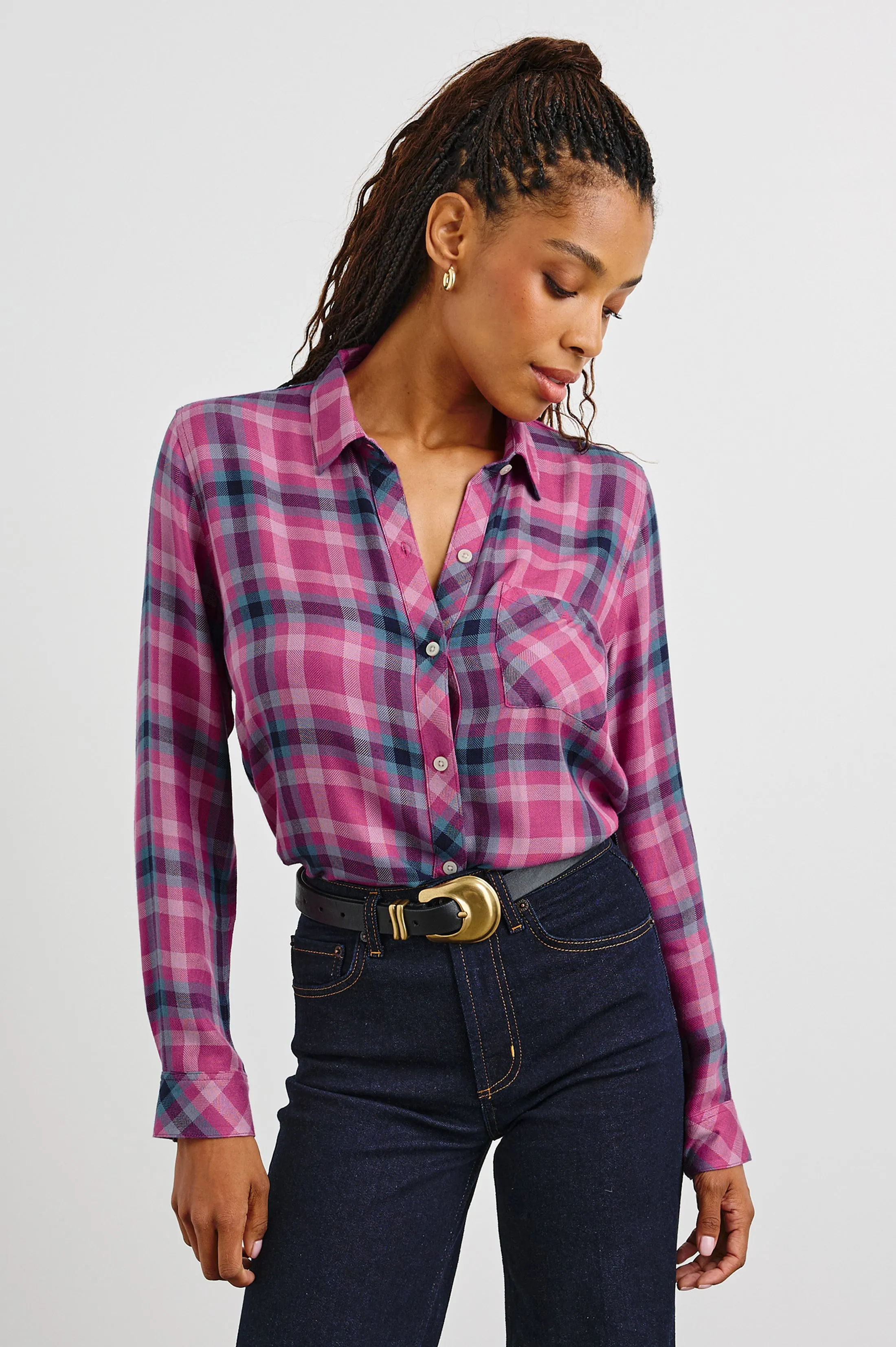 HUNTER SHIRT - MAGENTA STONE BLUE Rails