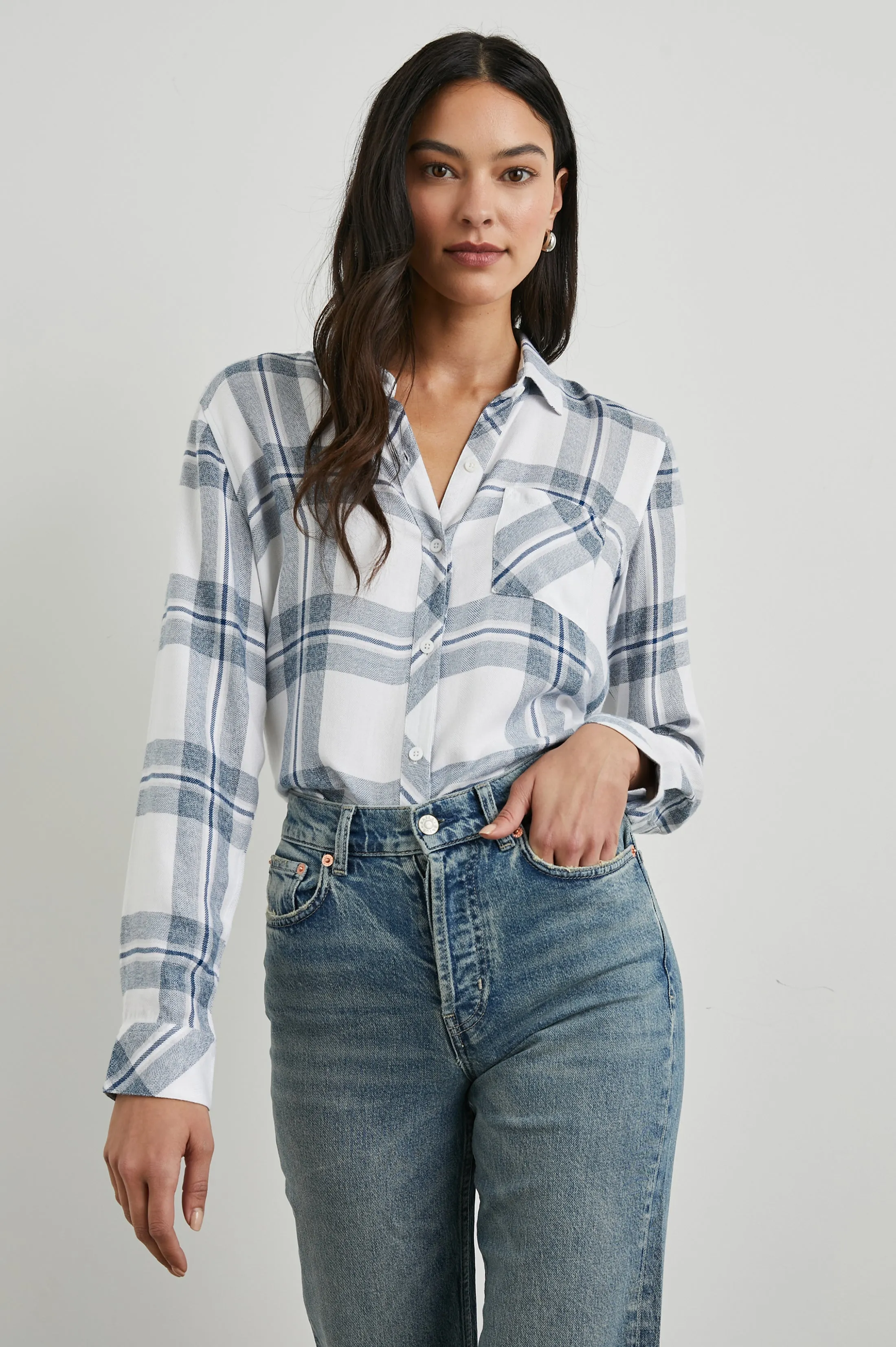 HUNTER SHIRT - WHITE INDIGO MELANGE Rails