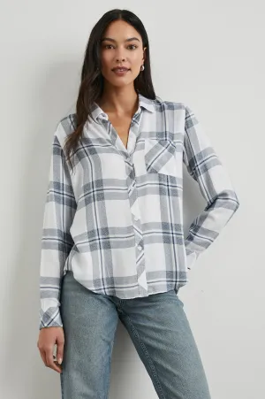 HUNTER SHIRT - WHITE INDIGO MELANGE Rails
