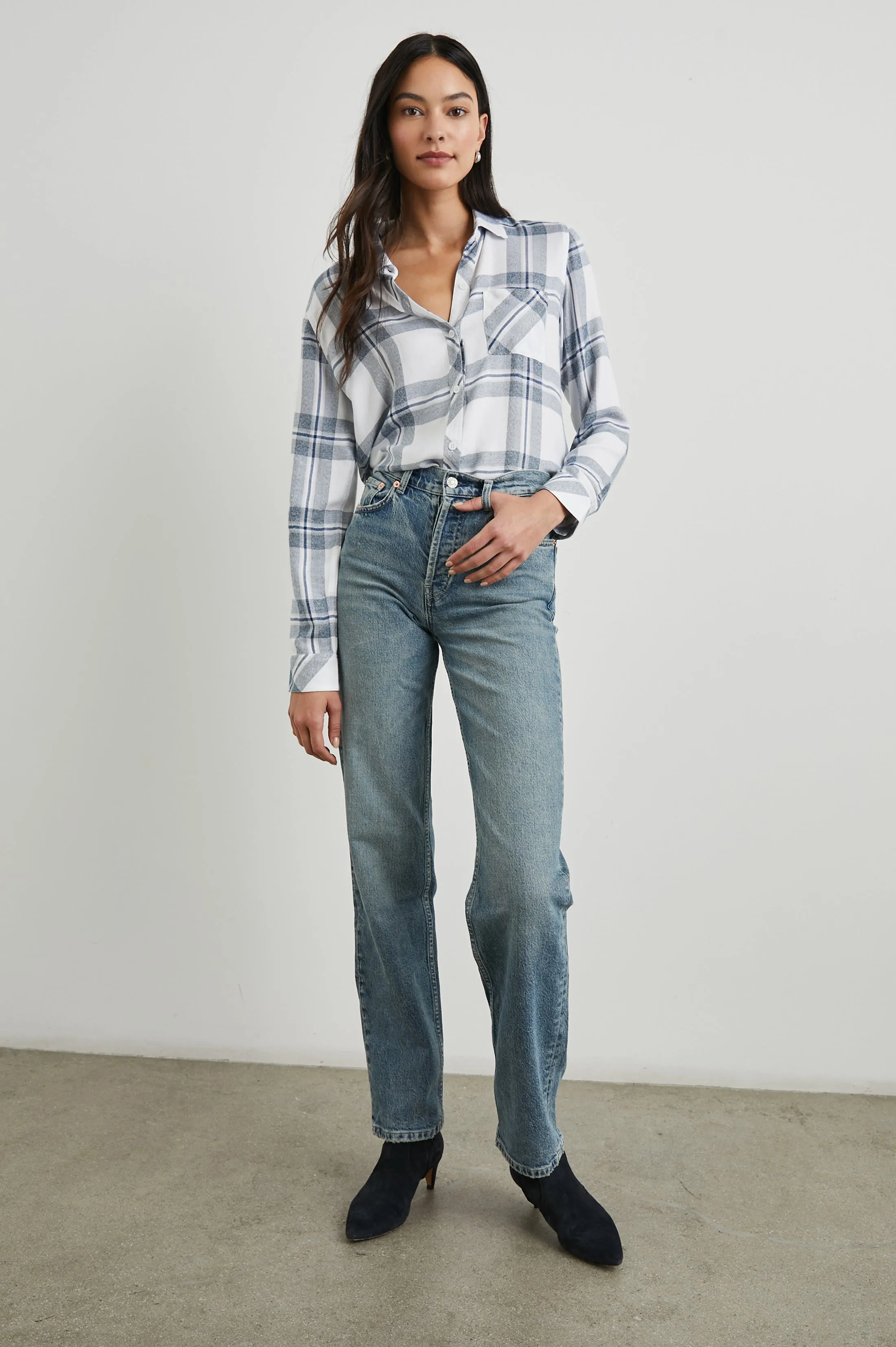 HUNTER SHIRT - WHITE INDIGO MELANGE Rails