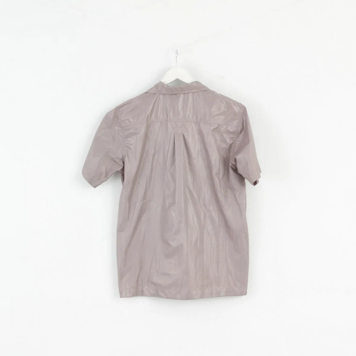 ICONO Mens L Casual Shirt Frost Grey Shiny Full Zipper Disco Top