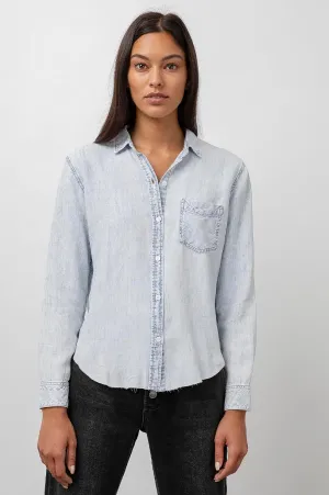 INGRID RAW HEM SHIRT - LIGHT ACID WASH Rails