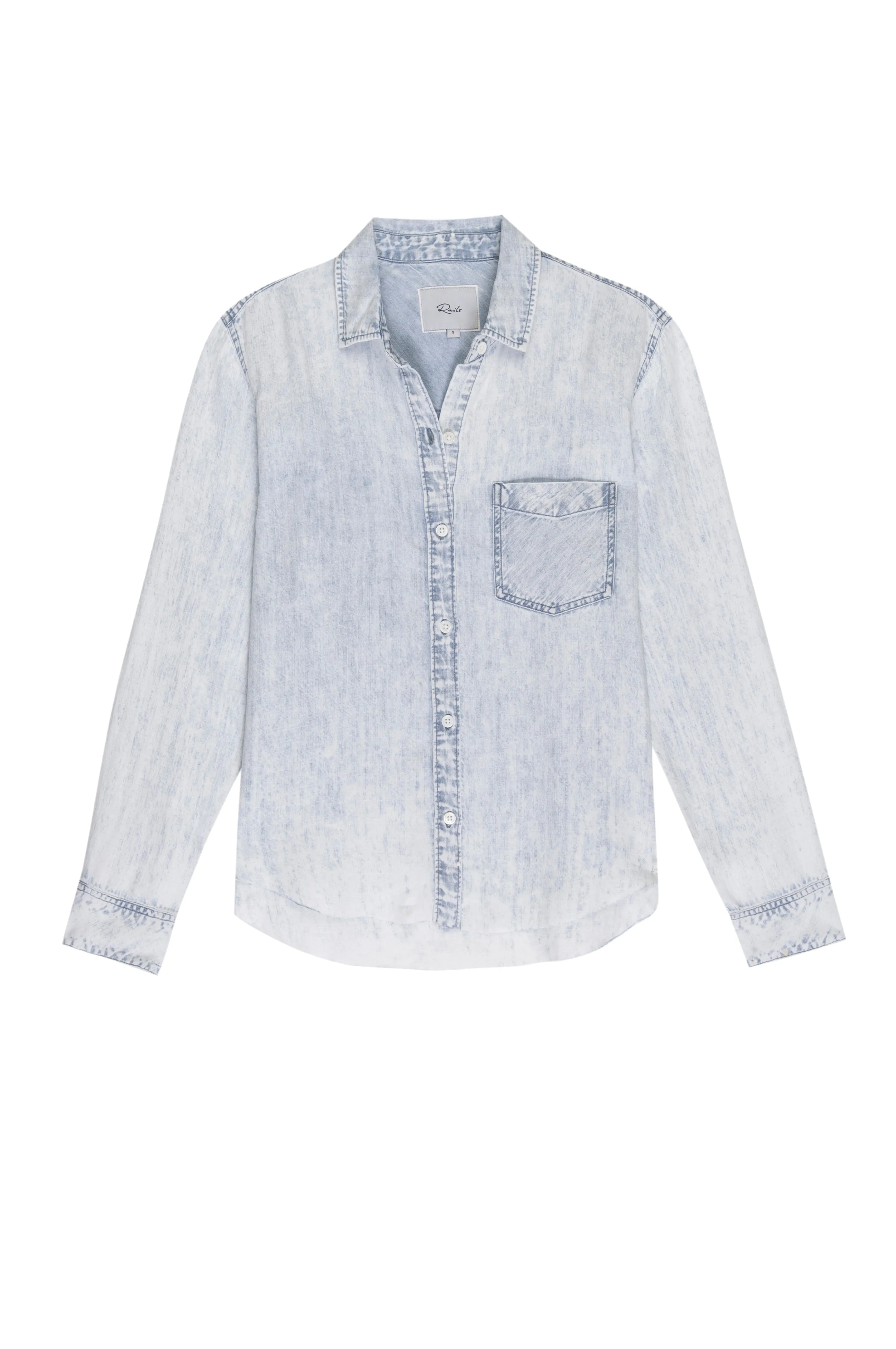 INGRID RAW HEM SHIRT - LIGHT ACID WASH Rails
