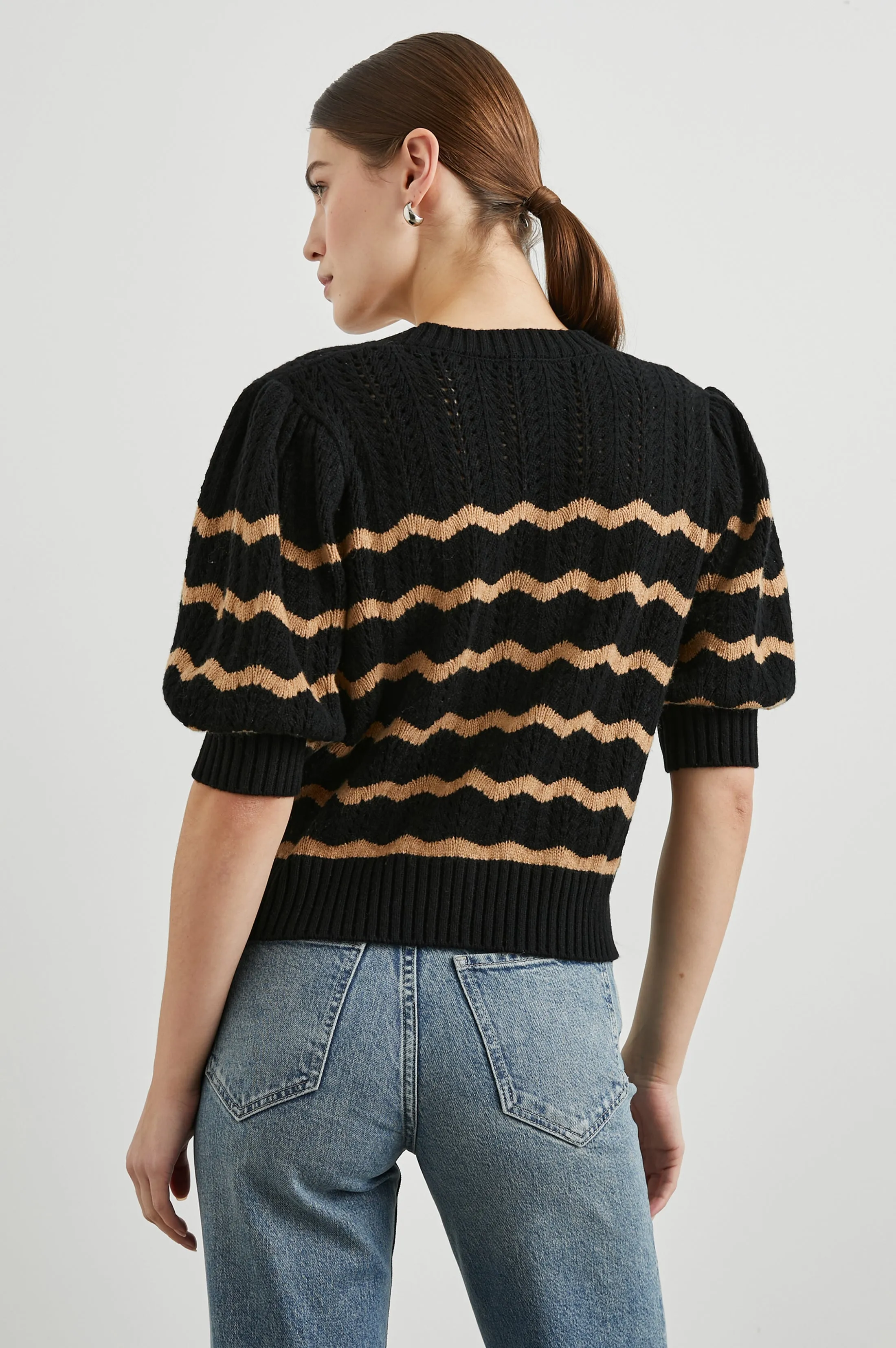 ISLA CARDIGAN - BLACK CAMEL STRIPE Rails