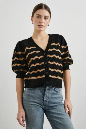 ISLA CARDIGAN - BLACK CAMEL STRIPE Rails