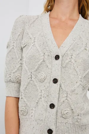 ISLA CARDIGAN - GREY WITH CROCHET DAISIES Rails