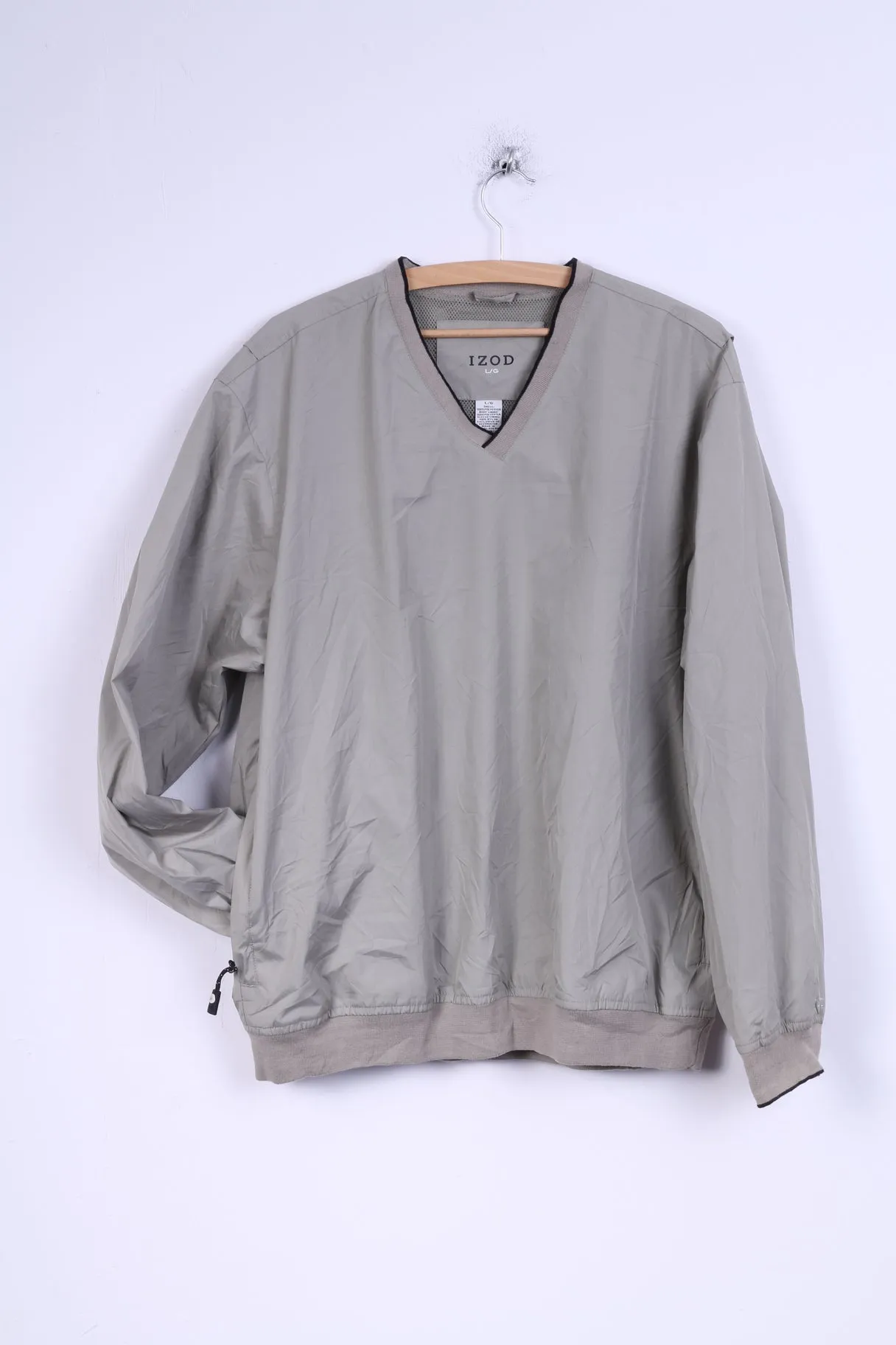 IZOD Mens L Jacket Taupe V Neck Sport