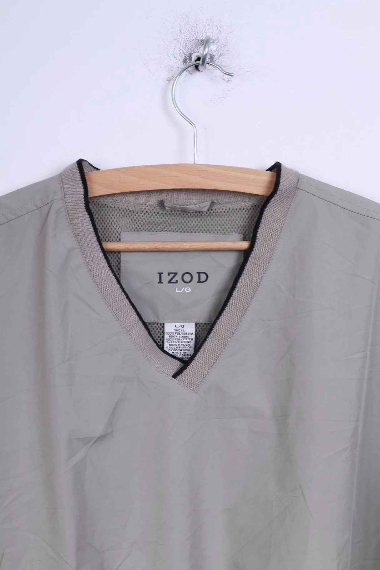 IZOD Mens L Jacket Taupe V Neck Sport