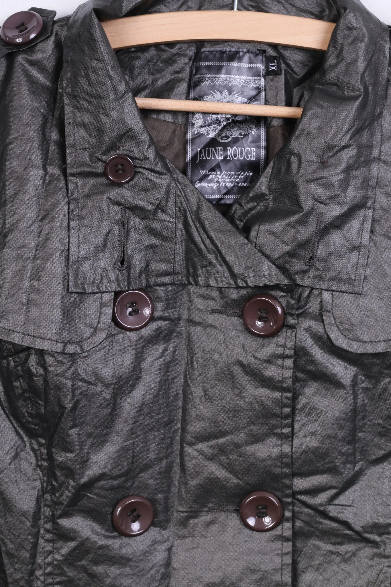 Jaune Rouge Womens XL Jacket Dark Green Double Breasted Wax Cotton