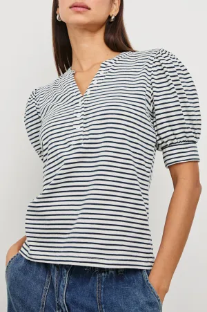 JEWEL TOP - IVORY NAVY MICRO STRIPE Rails
