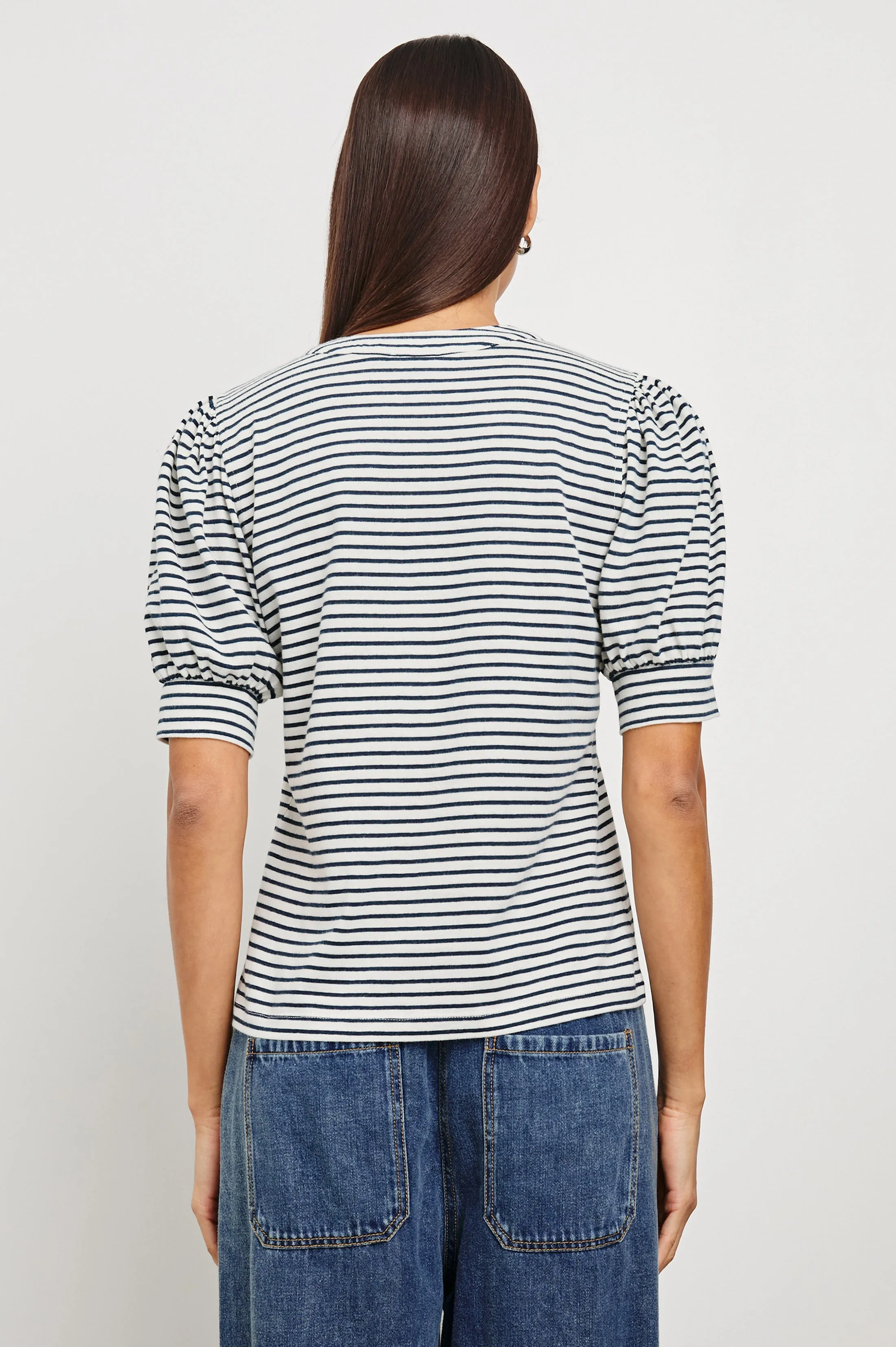 JEWEL TOP - IVORY NAVY MICRO STRIPE Rails