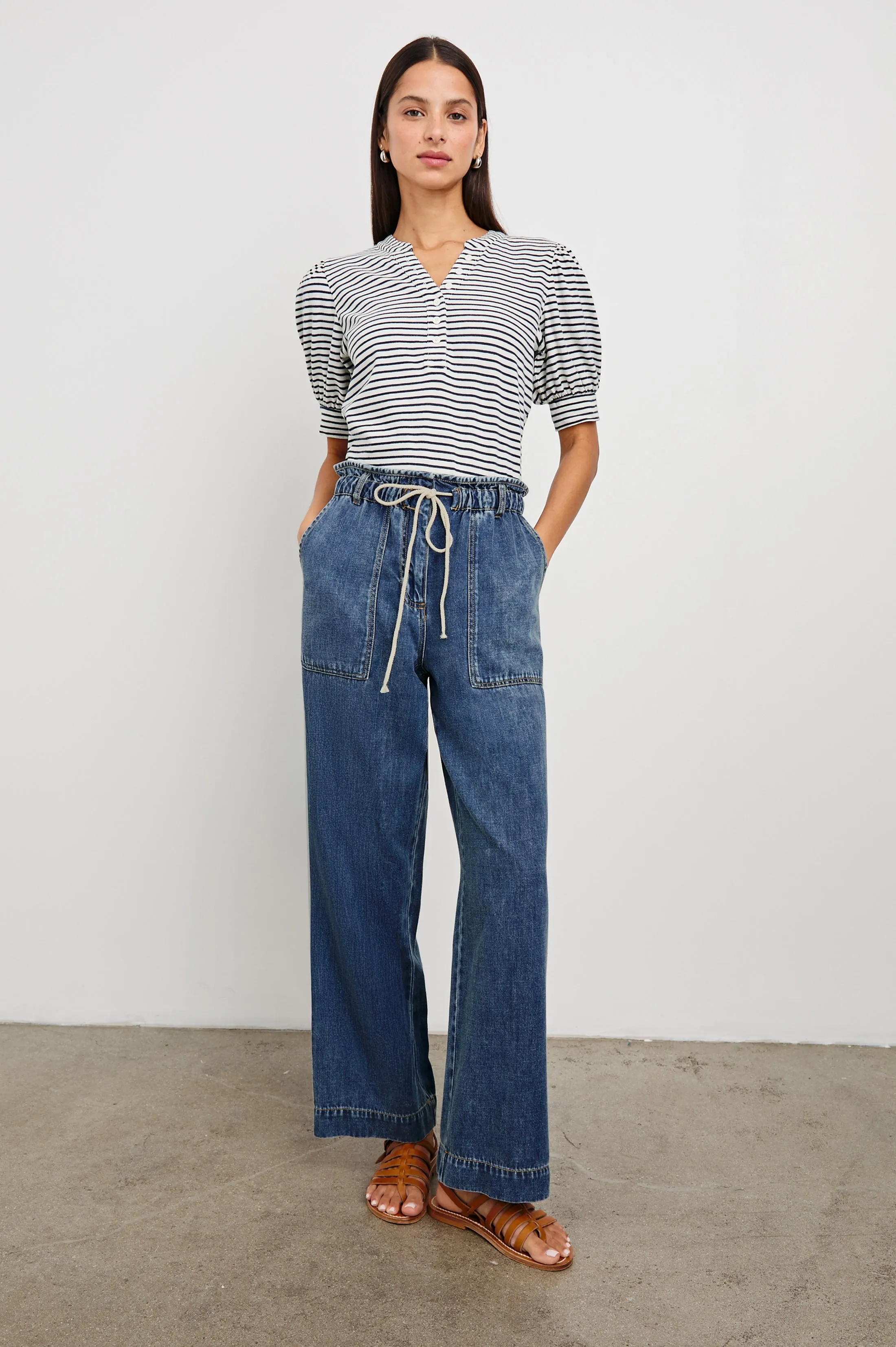 JEWEL TOP - IVORY NAVY MICRO STRIPE Rails