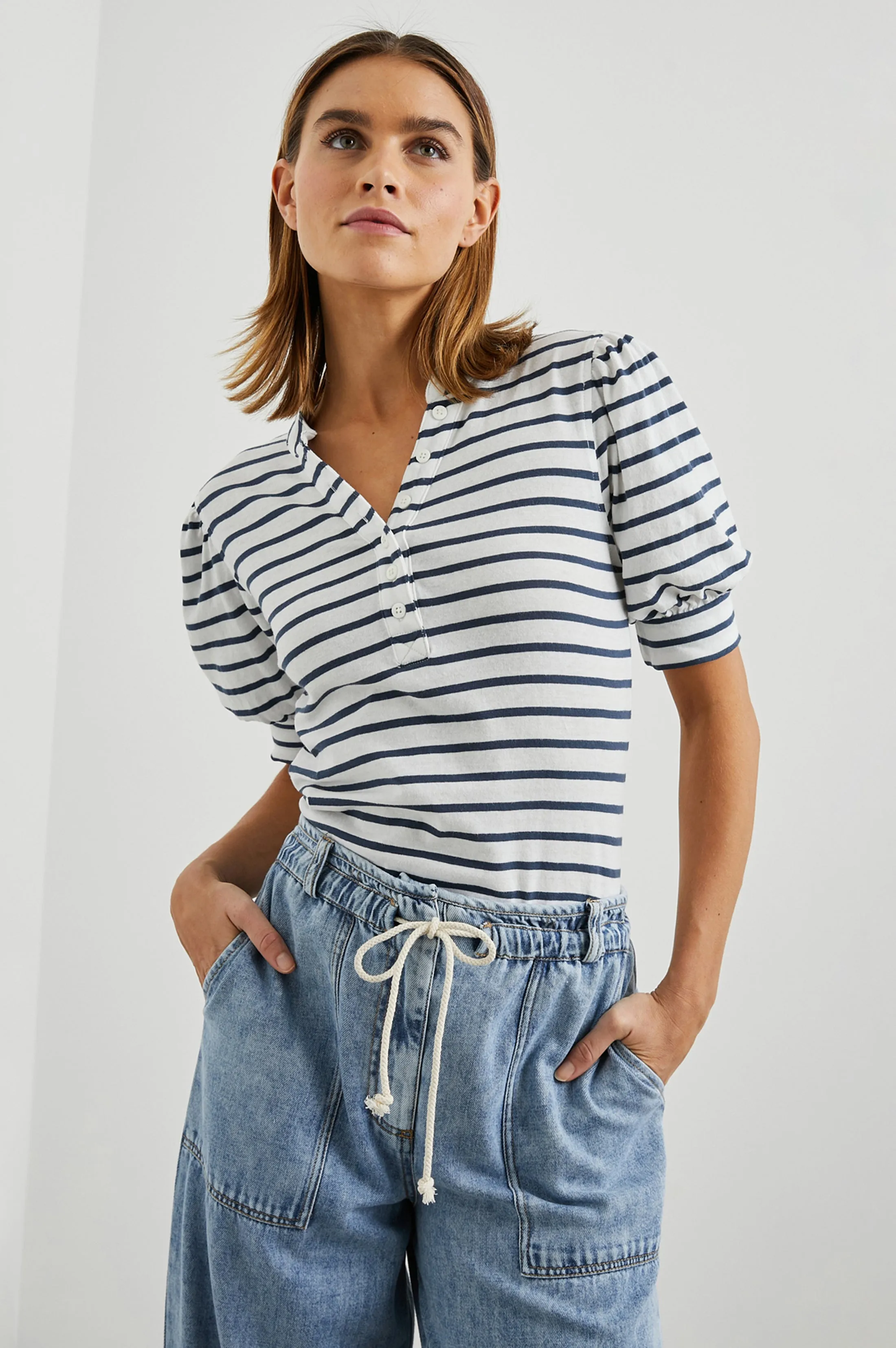 JEWEL TOP - IVORY NAVY STRIPE Rails