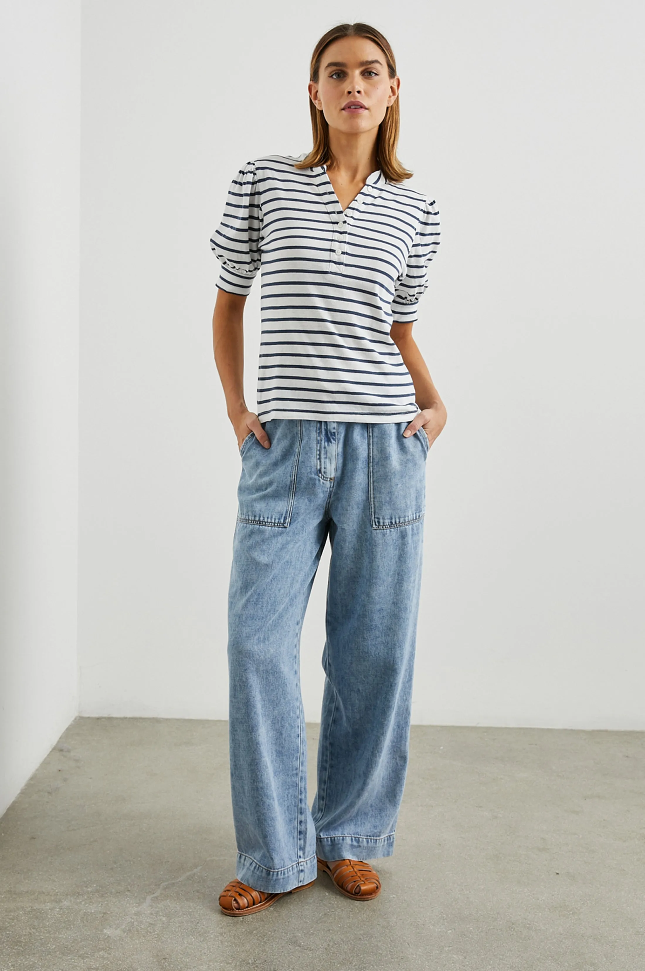 JEWEL TOP - IVORY NAVY STRIPE Rails