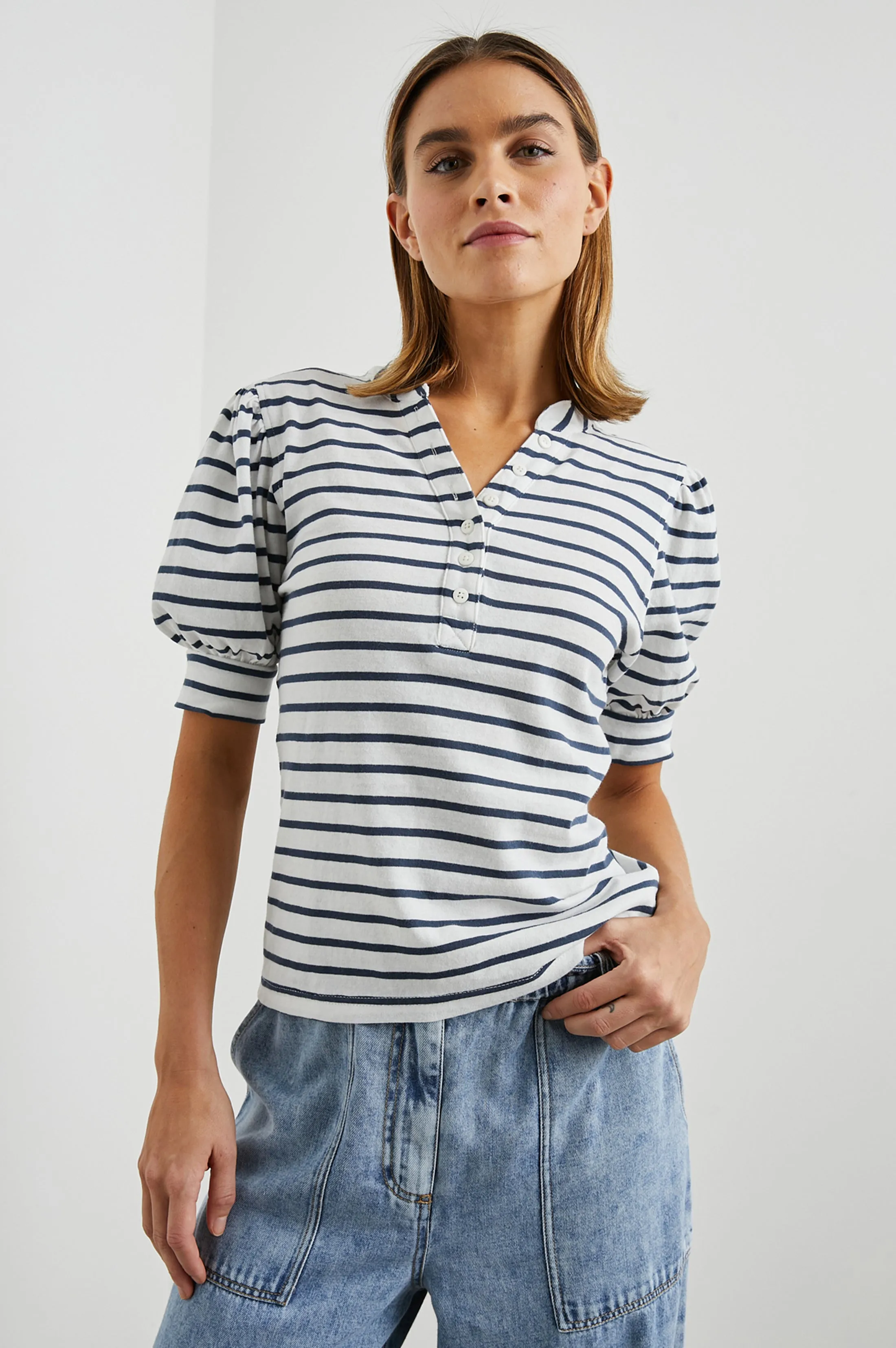 JEWEL TOP - IVORY NAVY STRIPE Rails