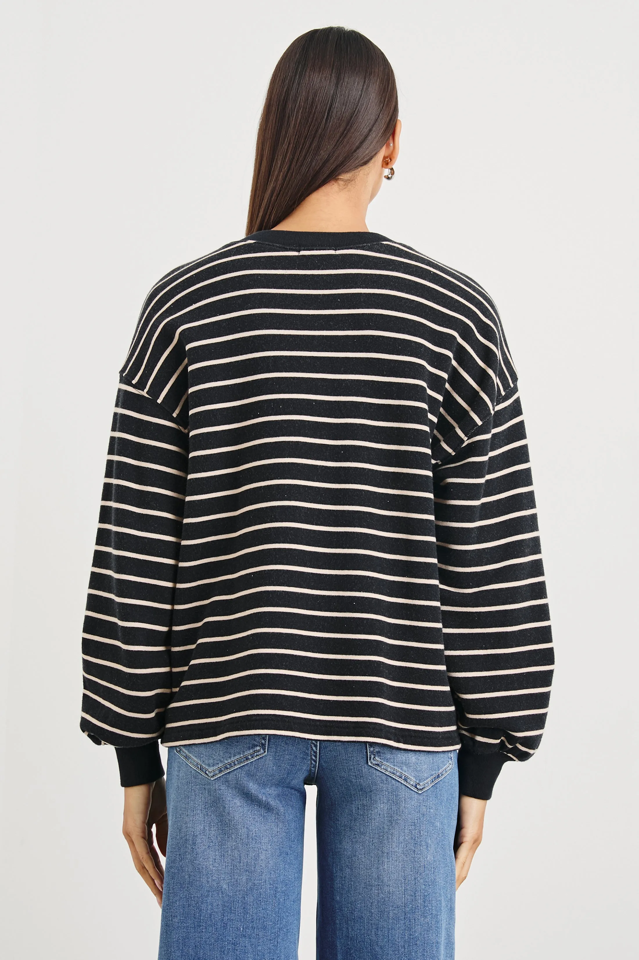 JOAN SWEATSHIRT - BLACK IVORY STRIPE Rails