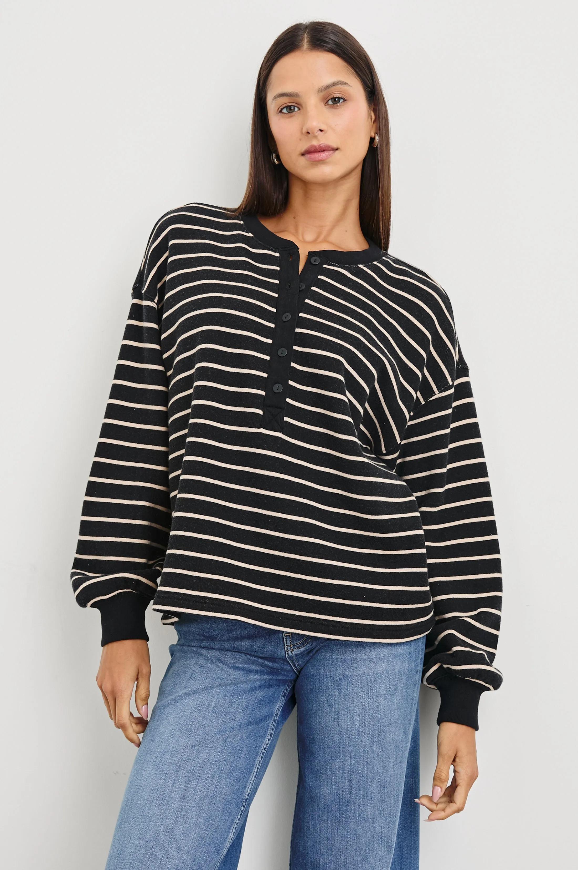 JOAN SWEATSHIRT - BLACK IVORY STRIPE Rails