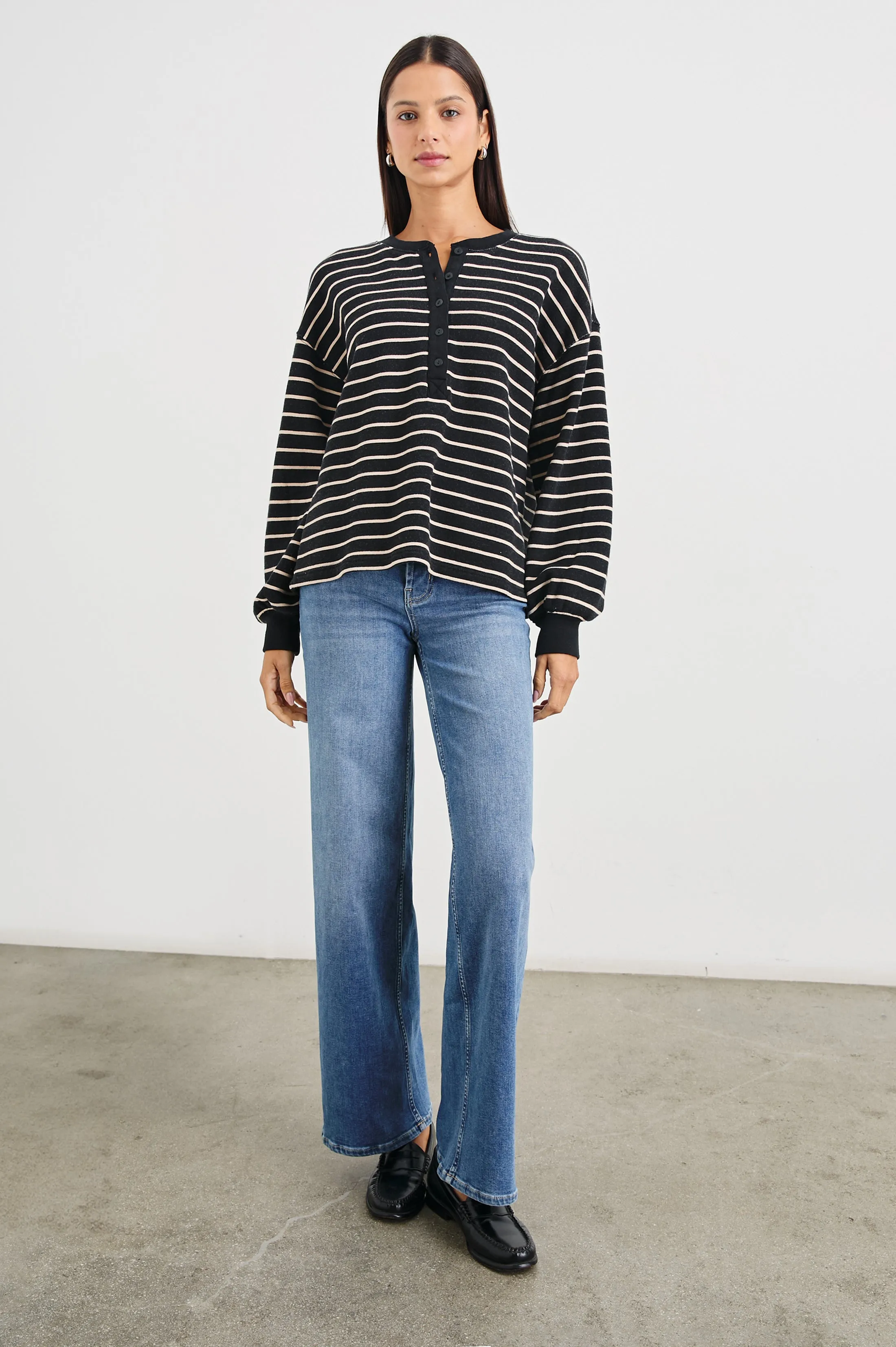 JOAN SWEATSHIRT - BLACK IVORY STRIPE Rails
