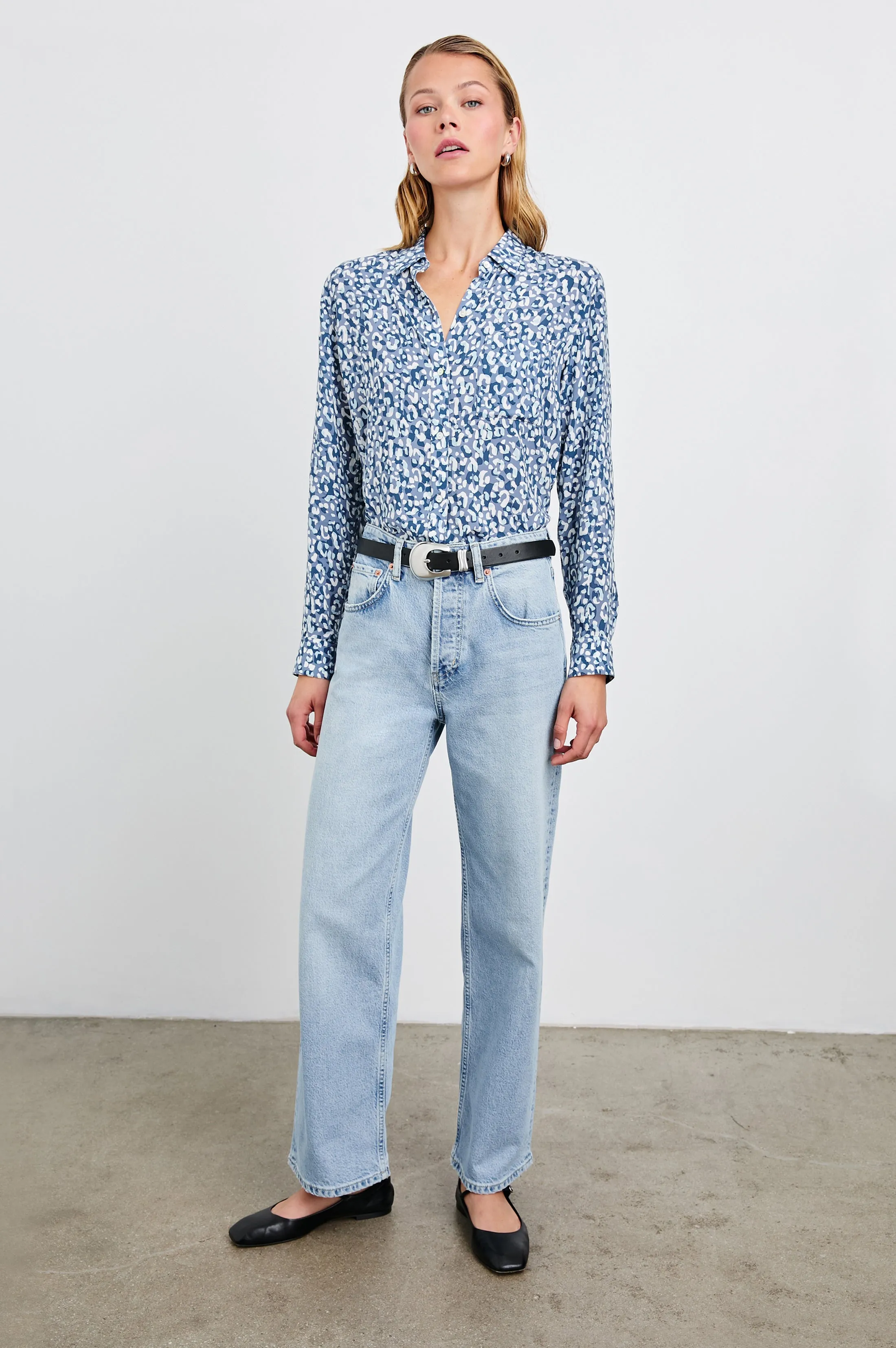 JOSEPHINE SHIRT - BLUE MIXED CHEETAH Rails