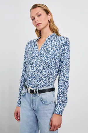 JOSEPHINE SHIRT - BLUE MIXED CHEETAH Rails