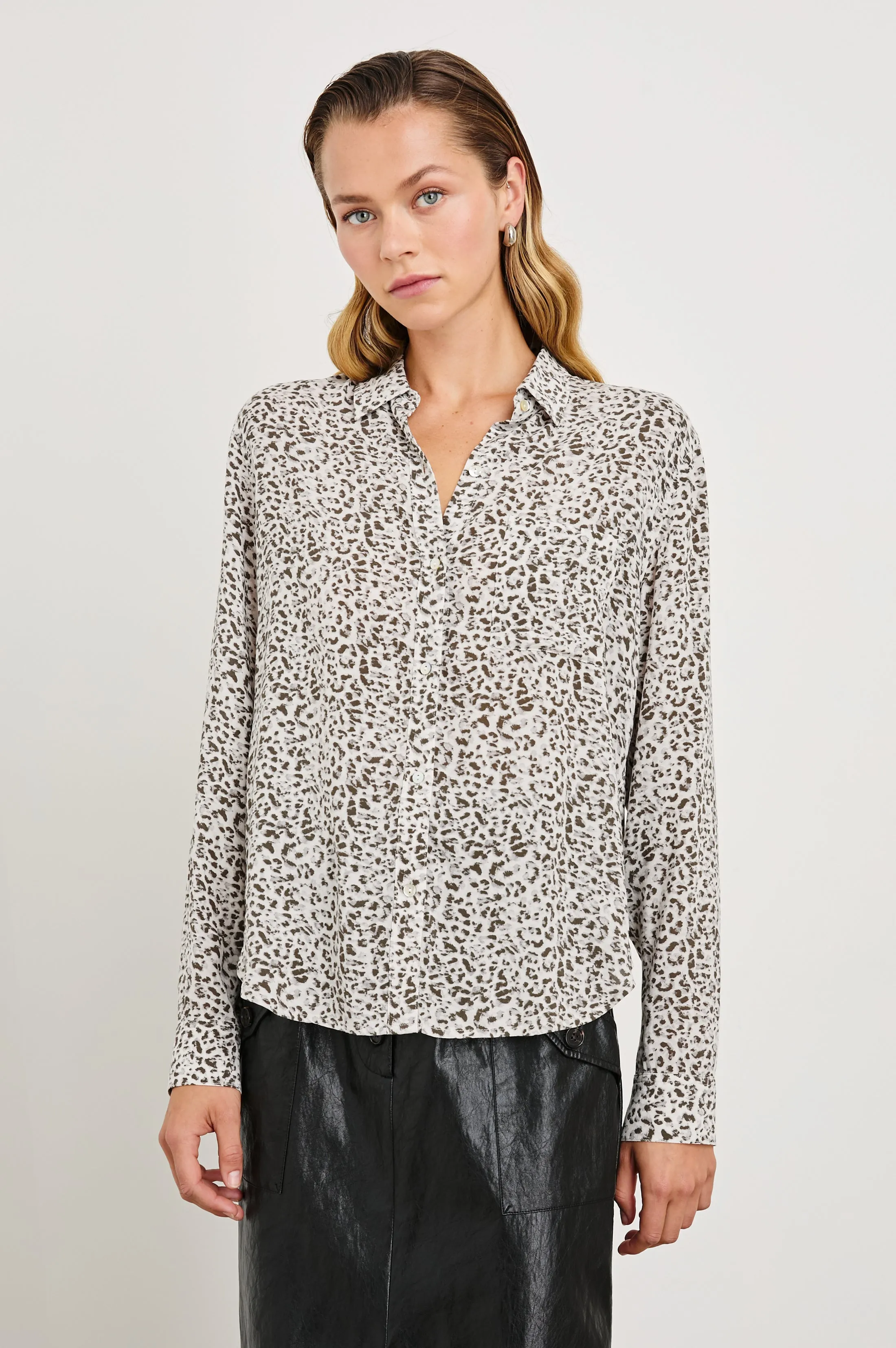JOSEPHINE SHIRT - CHARCOAL WATERCOLOR CHEETAH Rails