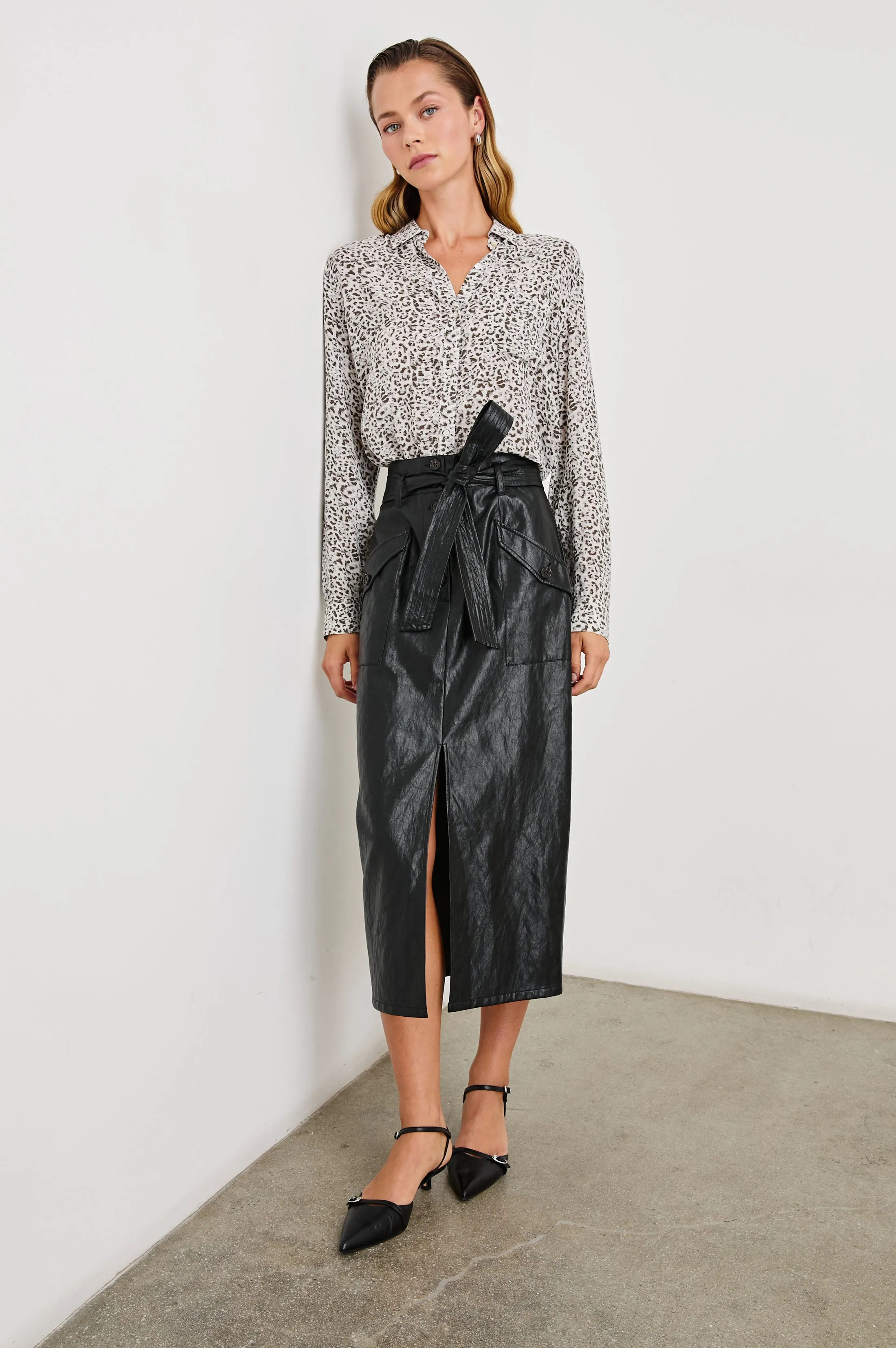 JOSEPHINE SHIRT - CHARCOAL WATERCOLOR CHEETAH Rails