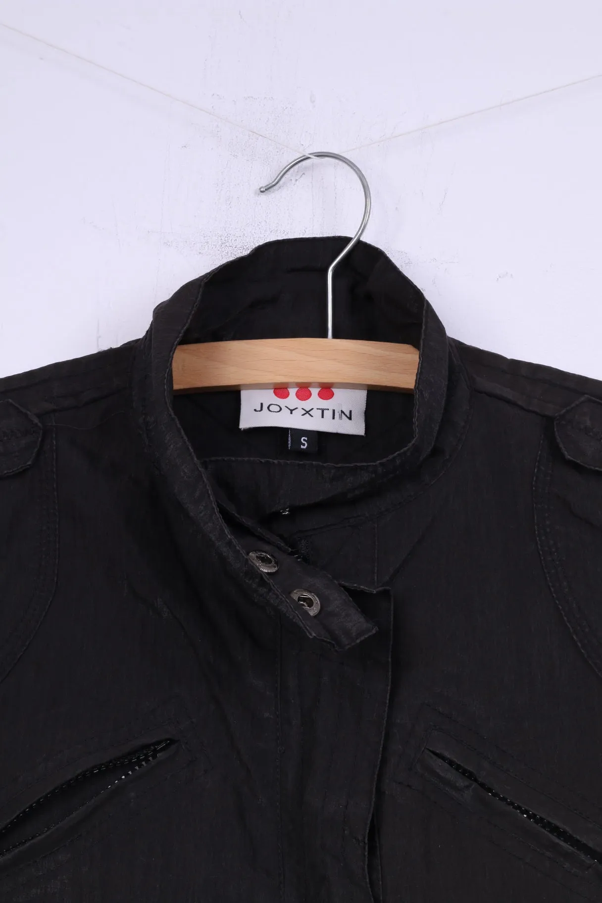 Joyxtin Womens S Lightweight Jacket Black Full Zipper Stand Up Collar Cotton Nylon