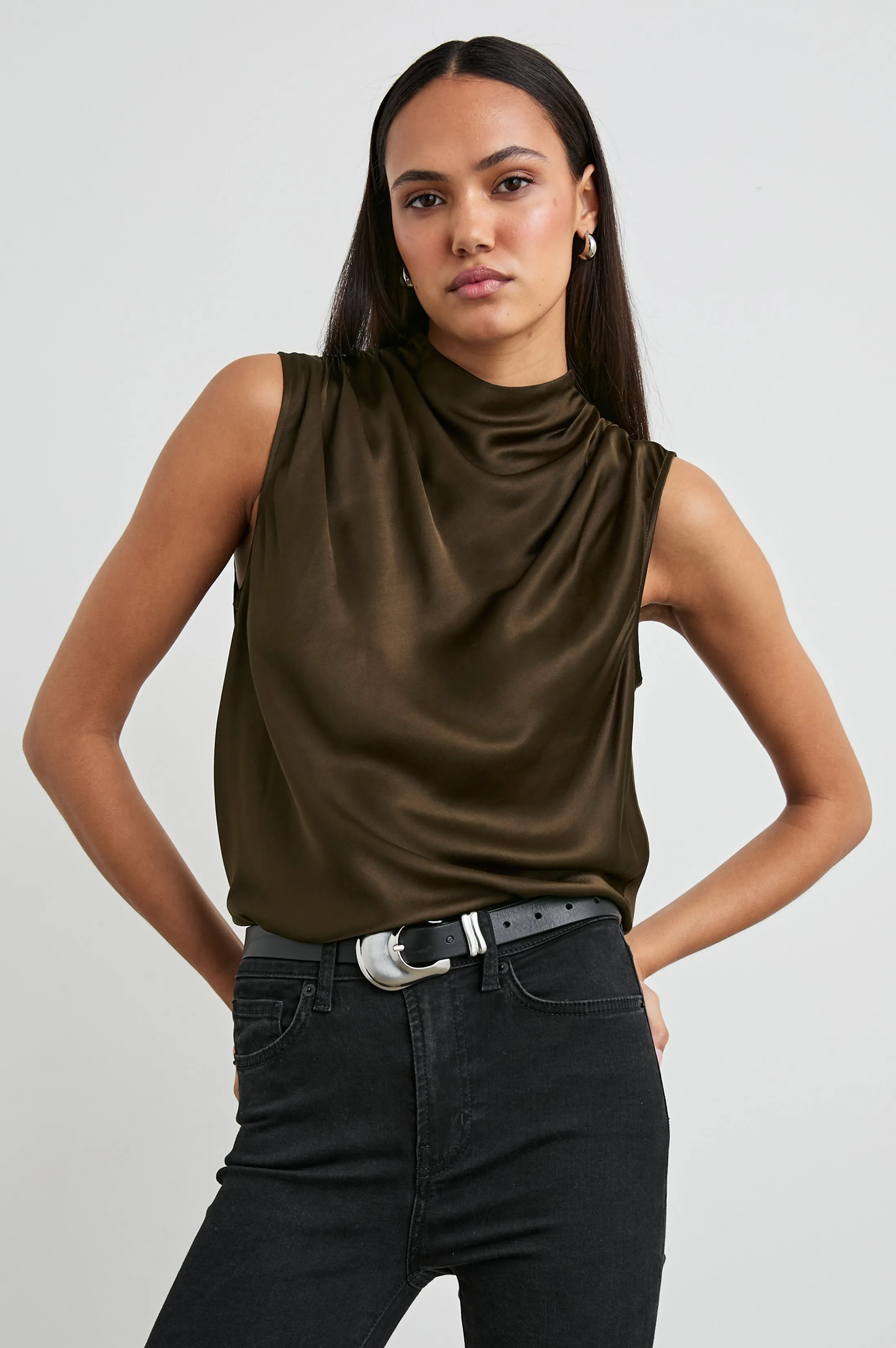 KALEEN TOP - DARK MOSS Rails