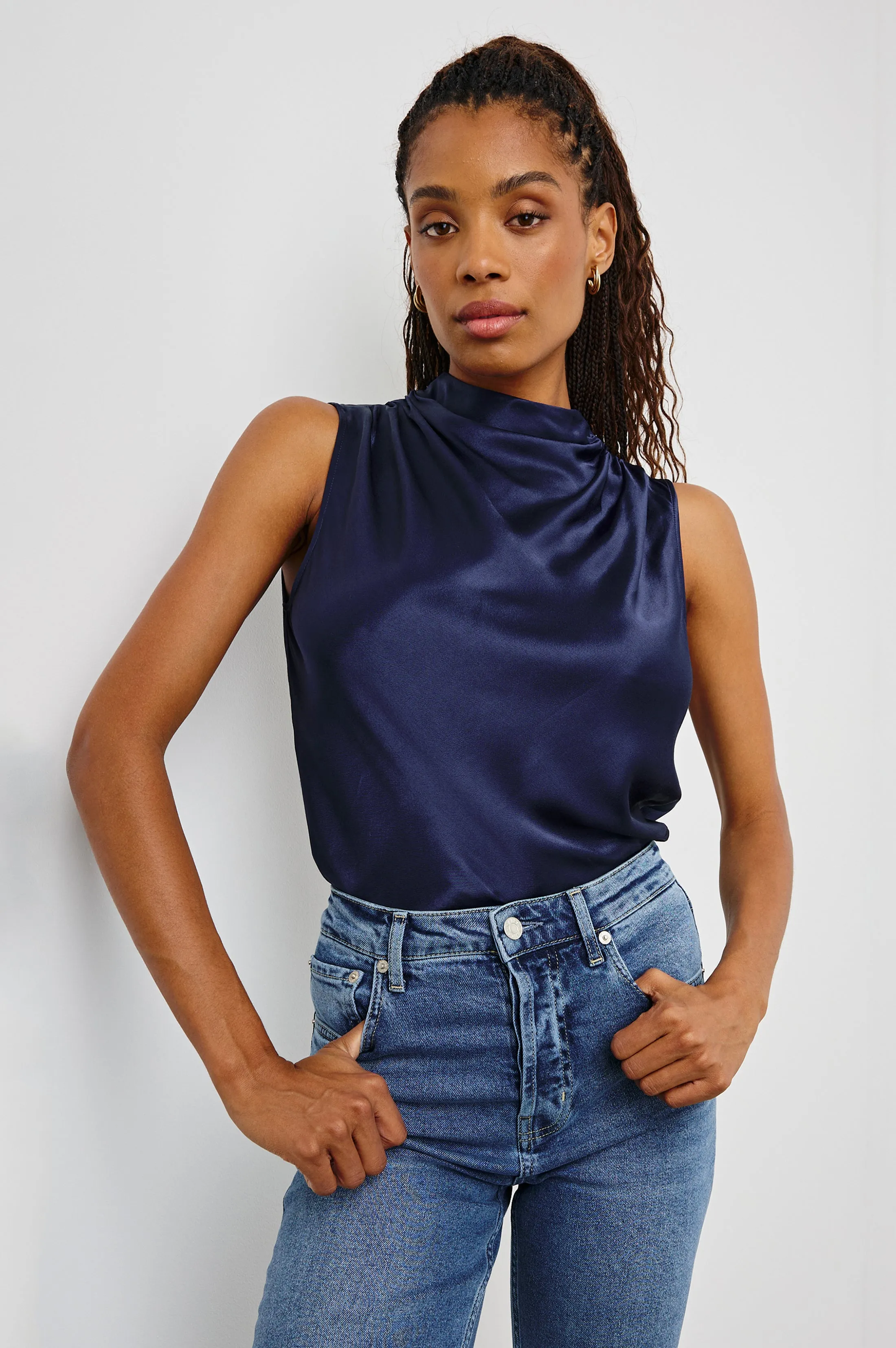 KALEEN TOP - NAVY Rails