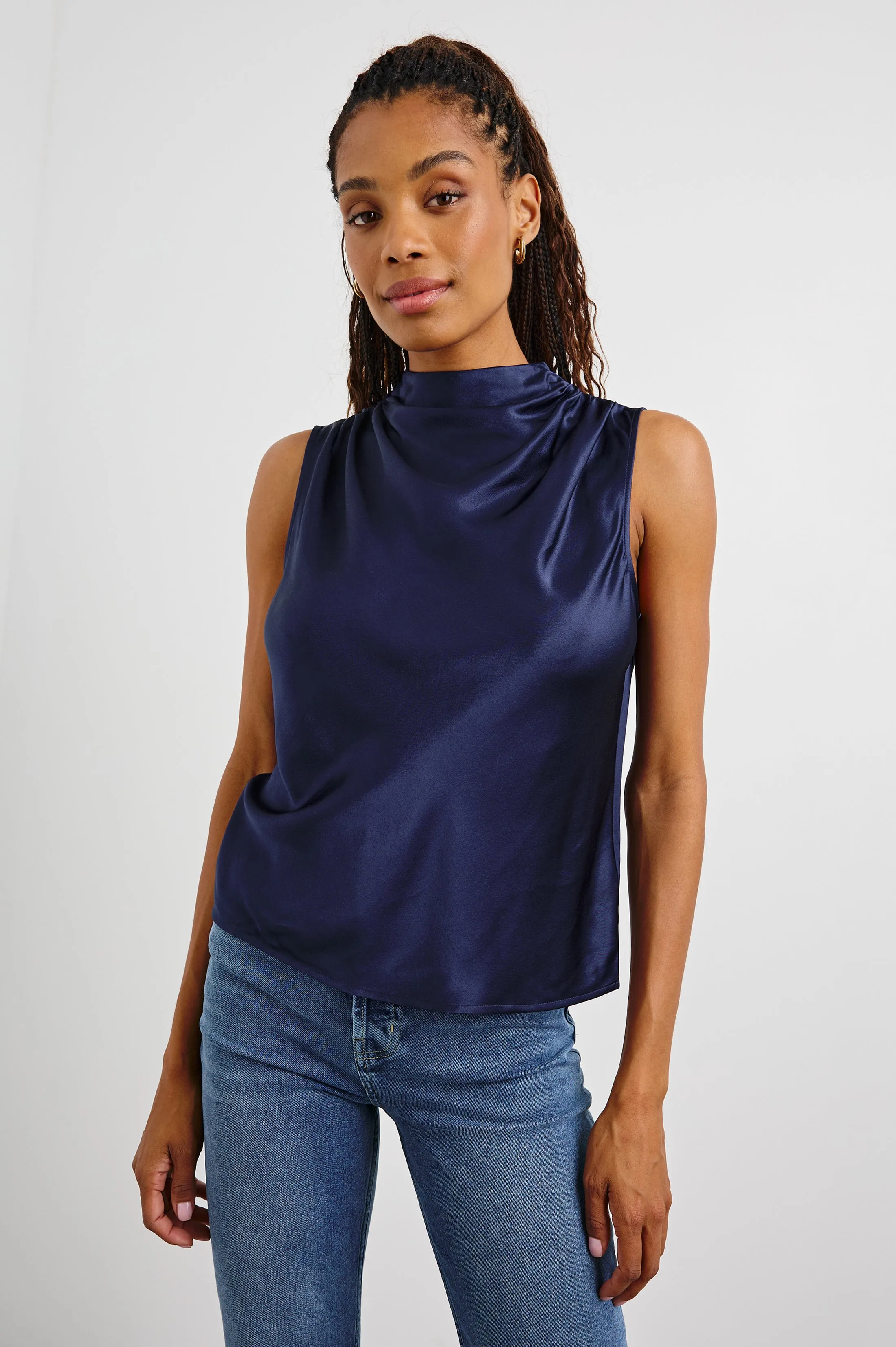 KALEEN TOP - NAVY Rails