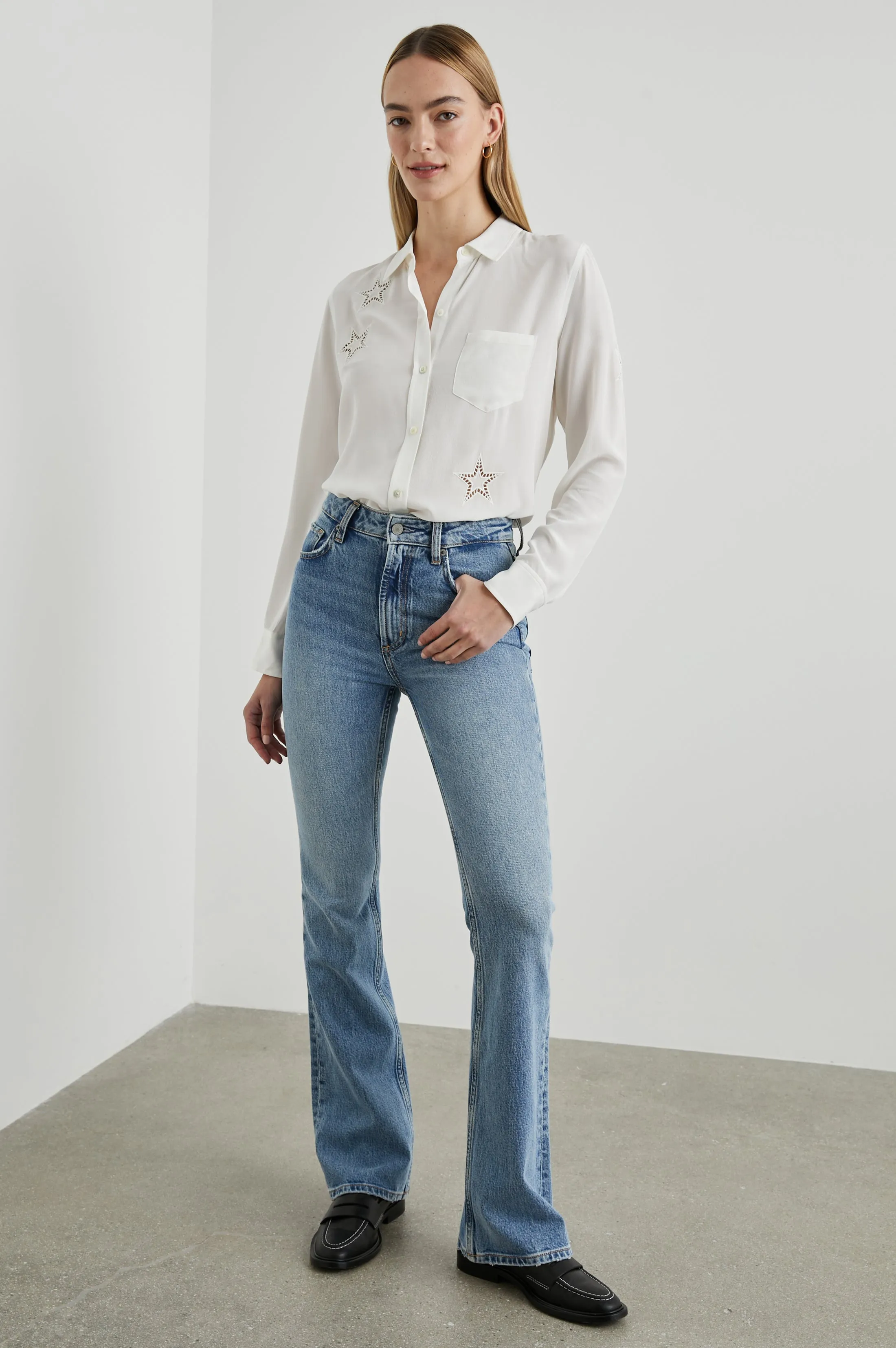 KATE SHIRT - IVORY EYELET STARS Rails