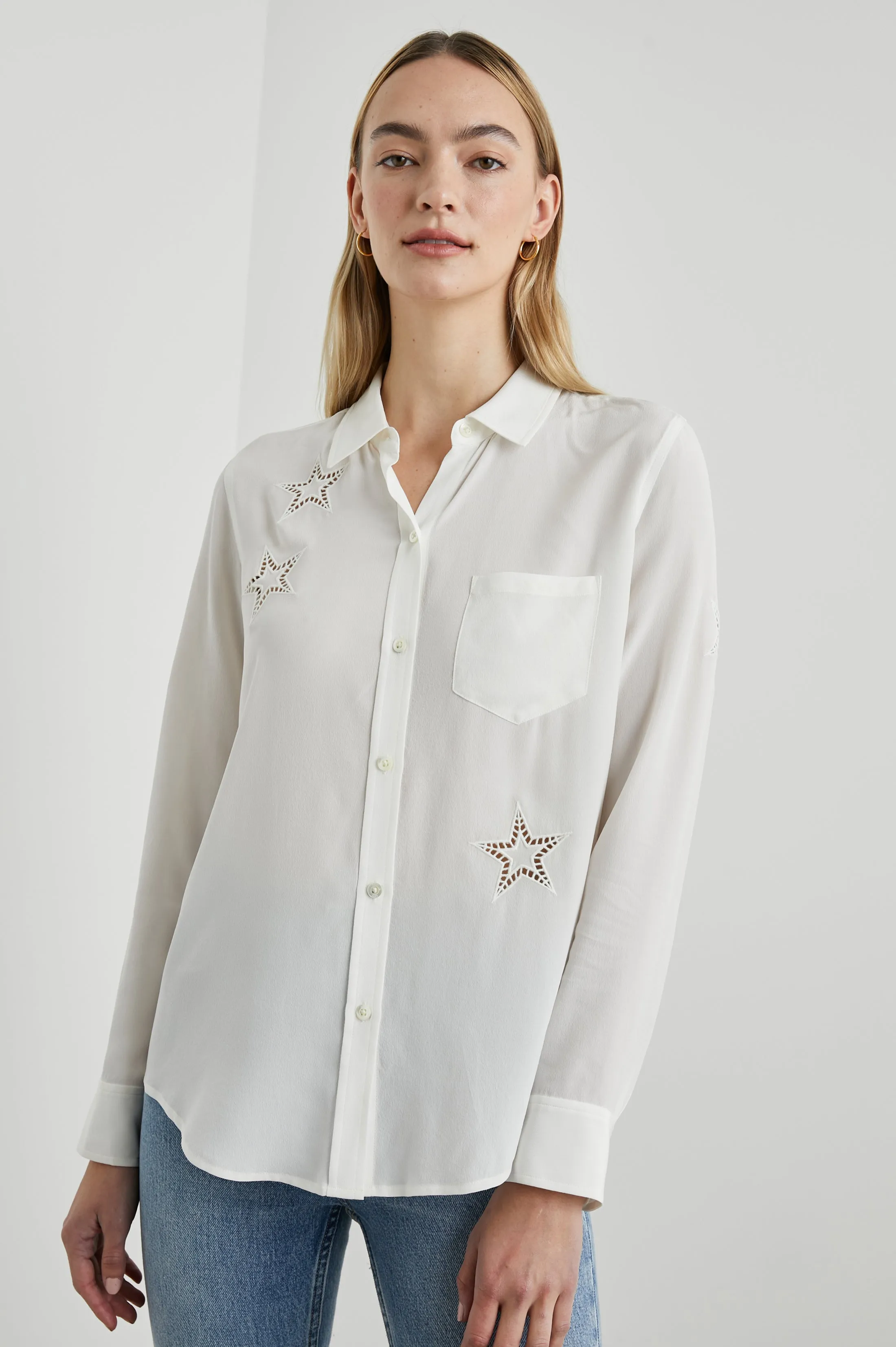 KATE SHIRT - IVORY EYELET STARS Rails
