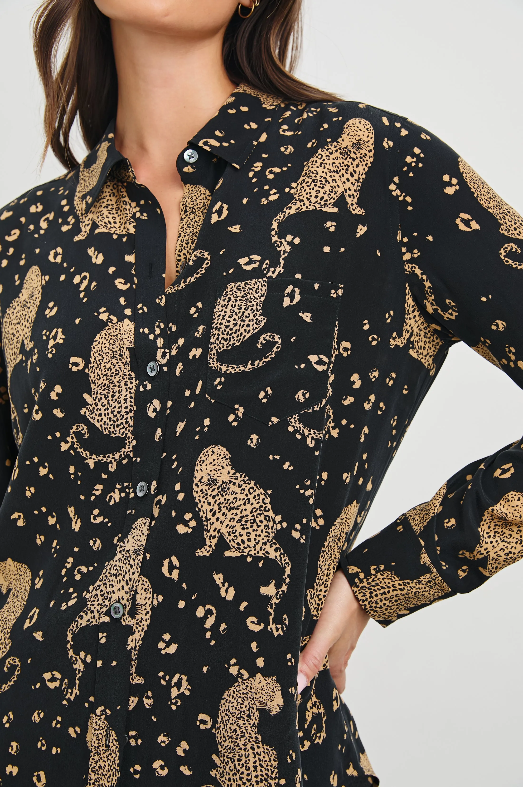 KATE SHIRT - NOIR LEOPARD Rails
