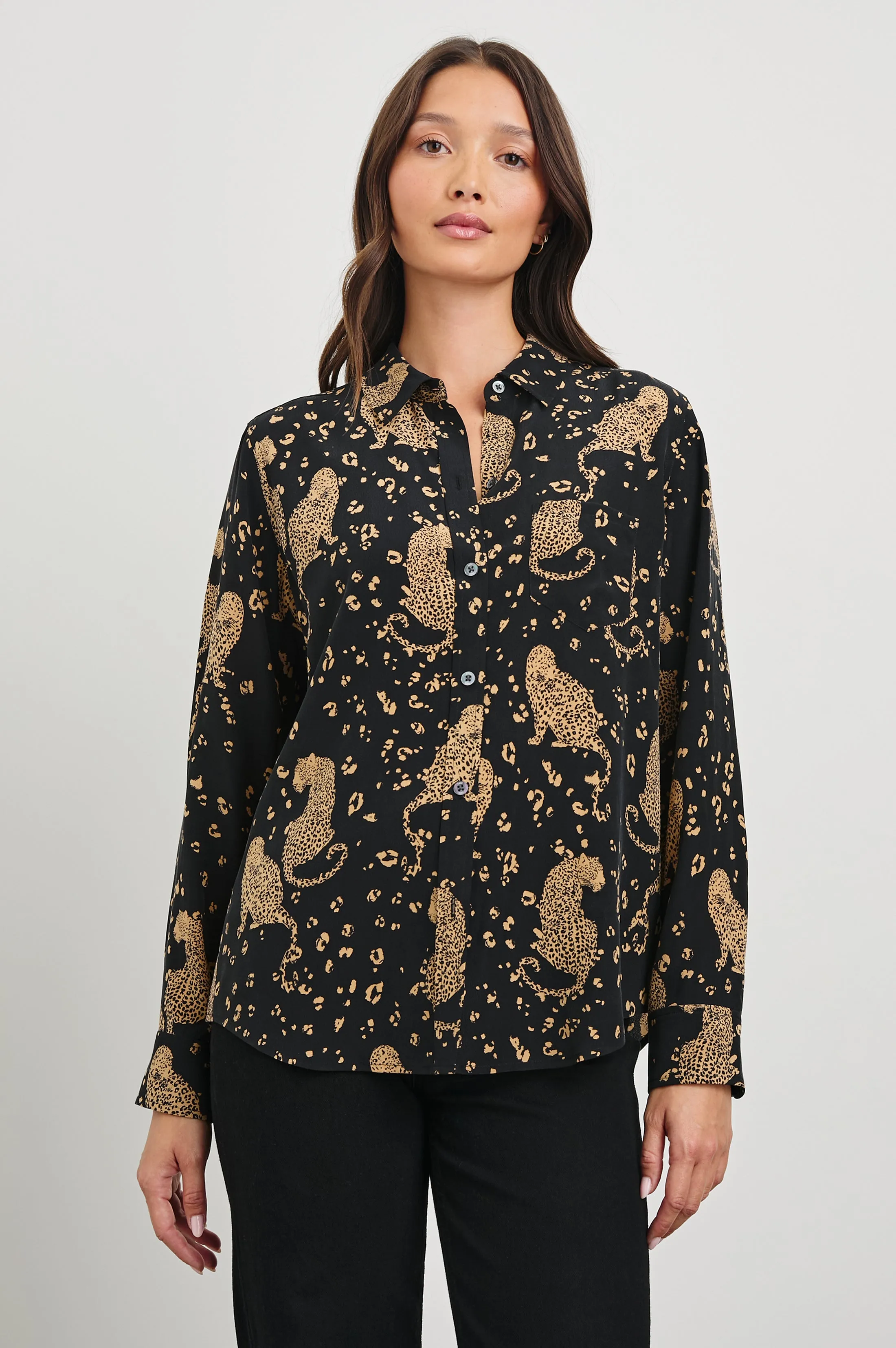 KATE SHIRT - NOIR LEOPARD Rails