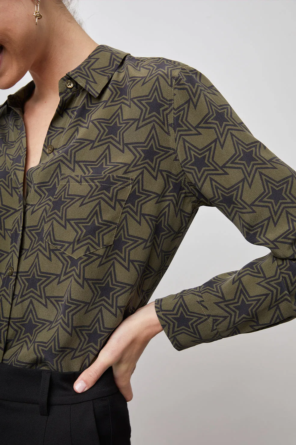 KATE SHIRT - OLIVE STARGAZE Rails