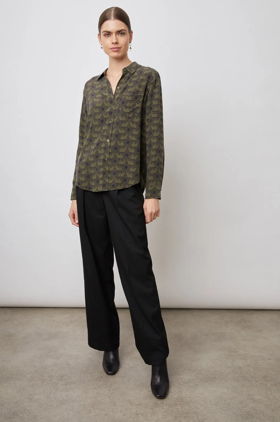 KATE SHIRT - OLIVE STARGAZE Rails